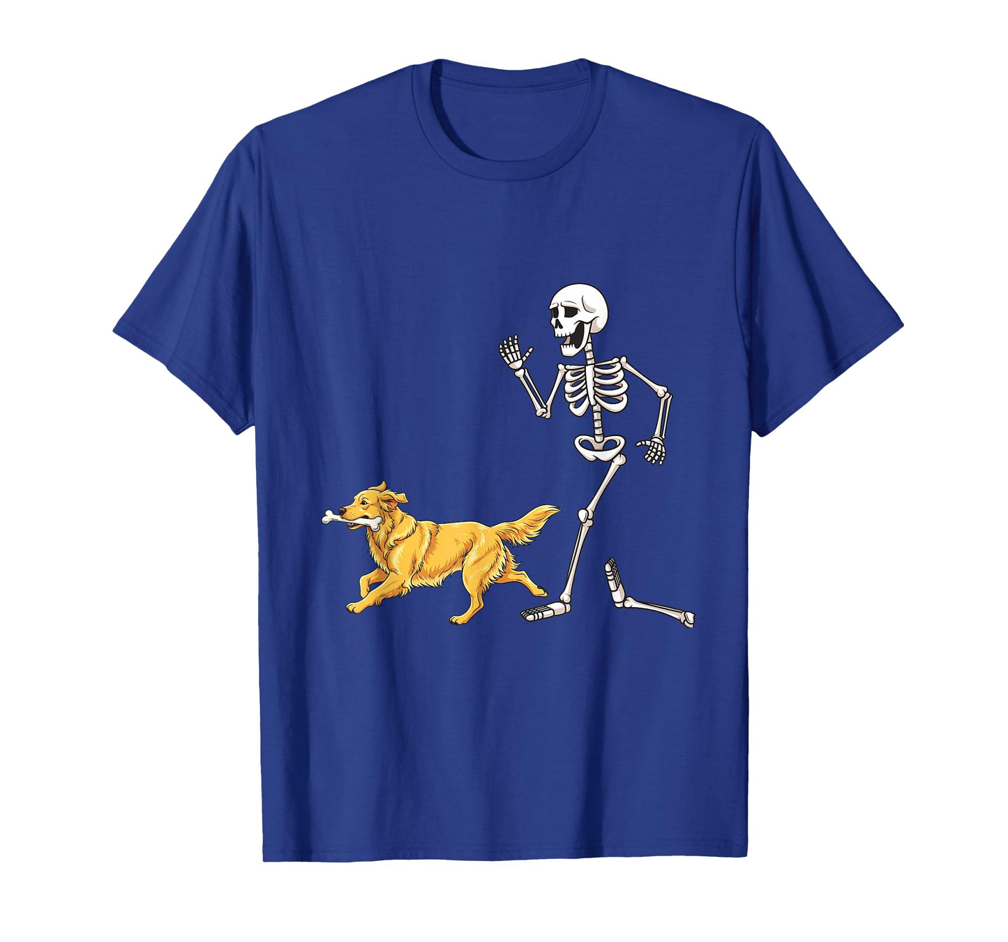 Funny Halloween Golden Retriever and Skeleton T-Shirt