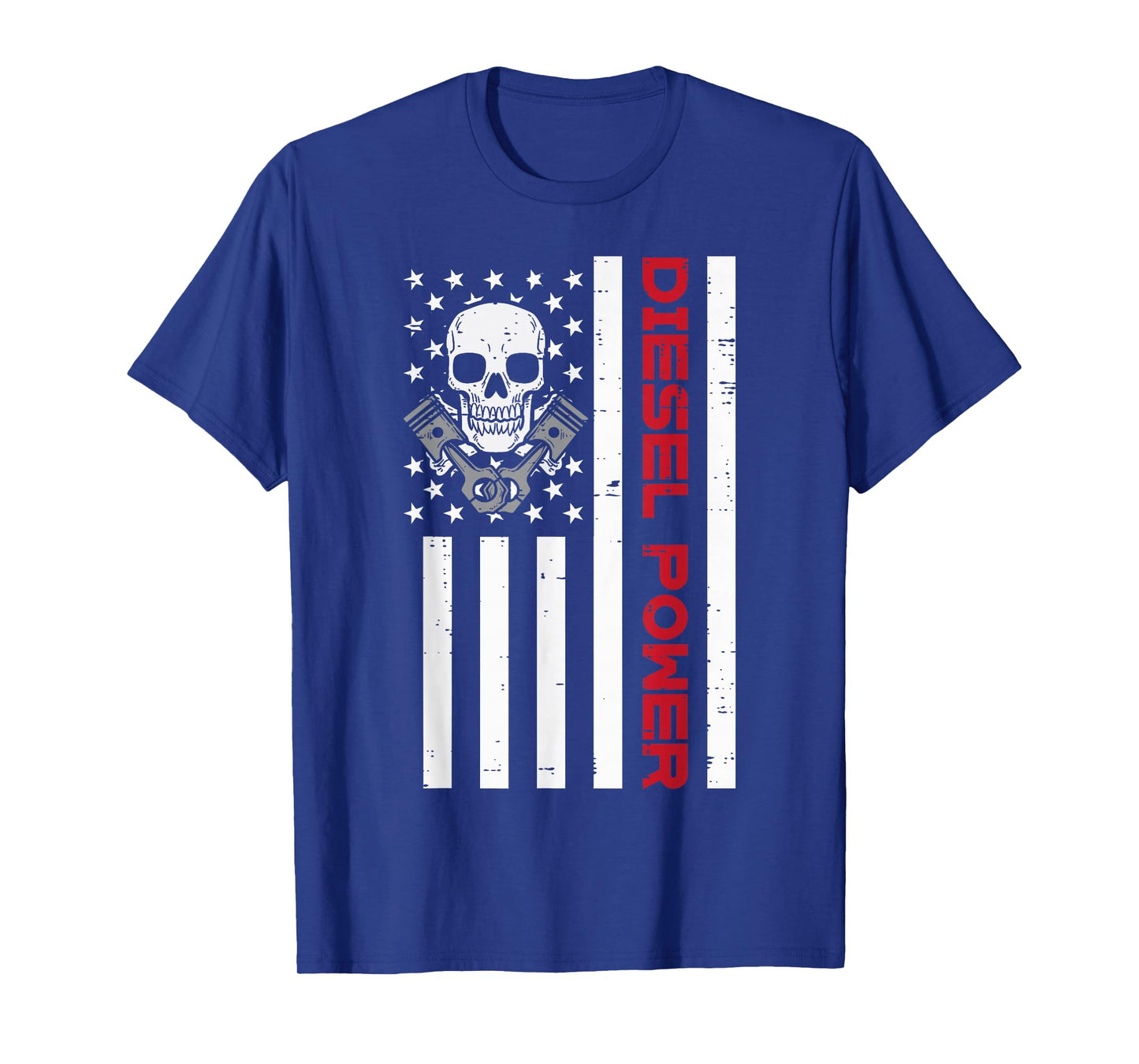 Truck Diesel Power US Flag Skull Patriotic Men Women Kids T-Shirt
