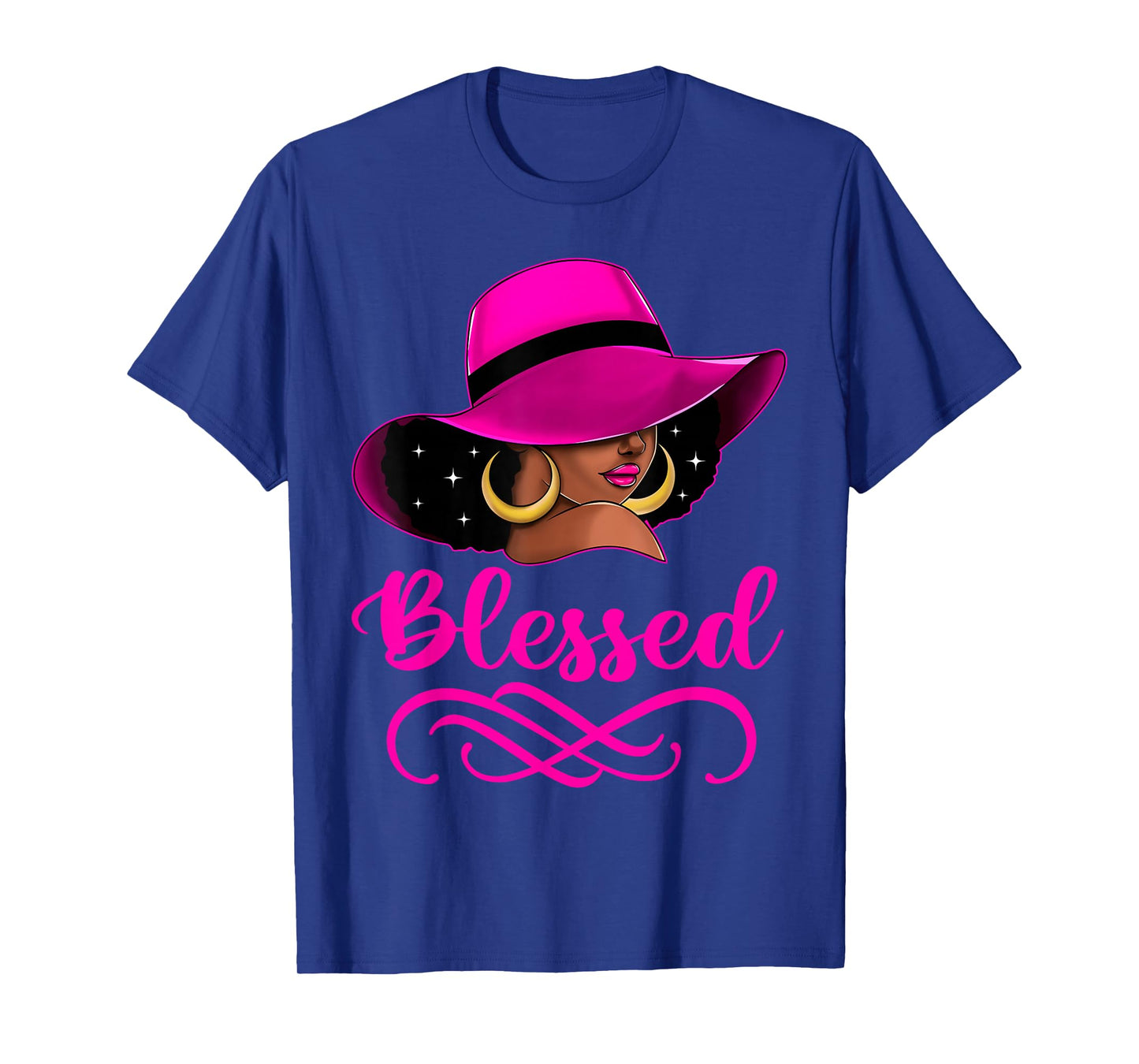 Blessed African American Afro Black Women With Hat Christian T-Shirt