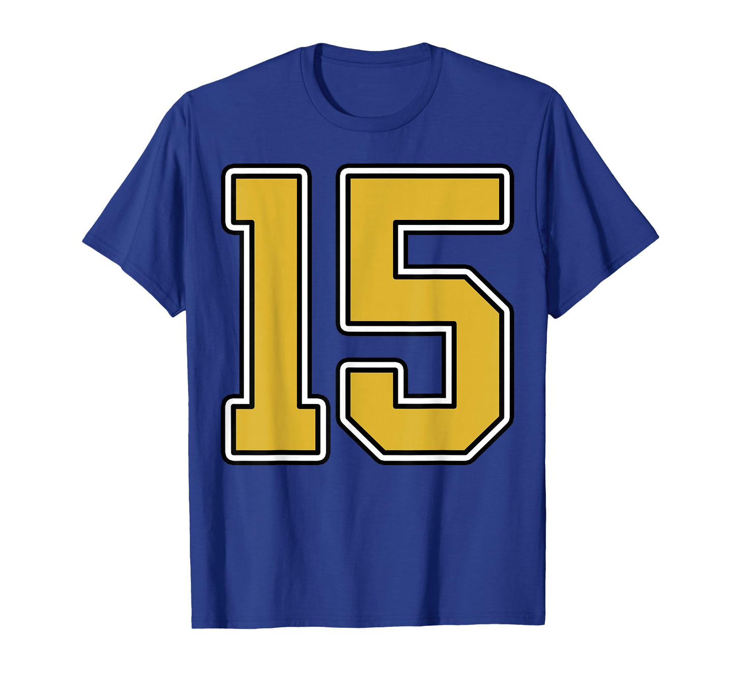 Old Gold Black White Sports Number 15 Jersey Uniform Player T-Shirt