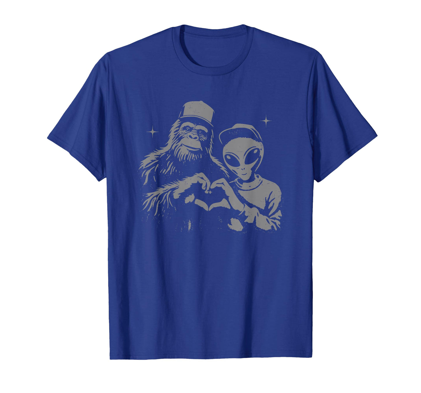 bigfoot and alien Sasquatch love hand sign T-Shirt