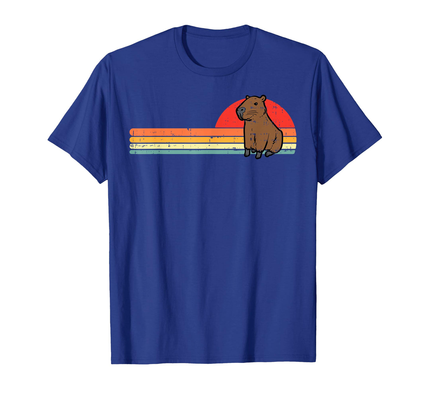 Capybara Chest Sunset Retro Capy Rodent Men Women Kids Youth T-Shirt