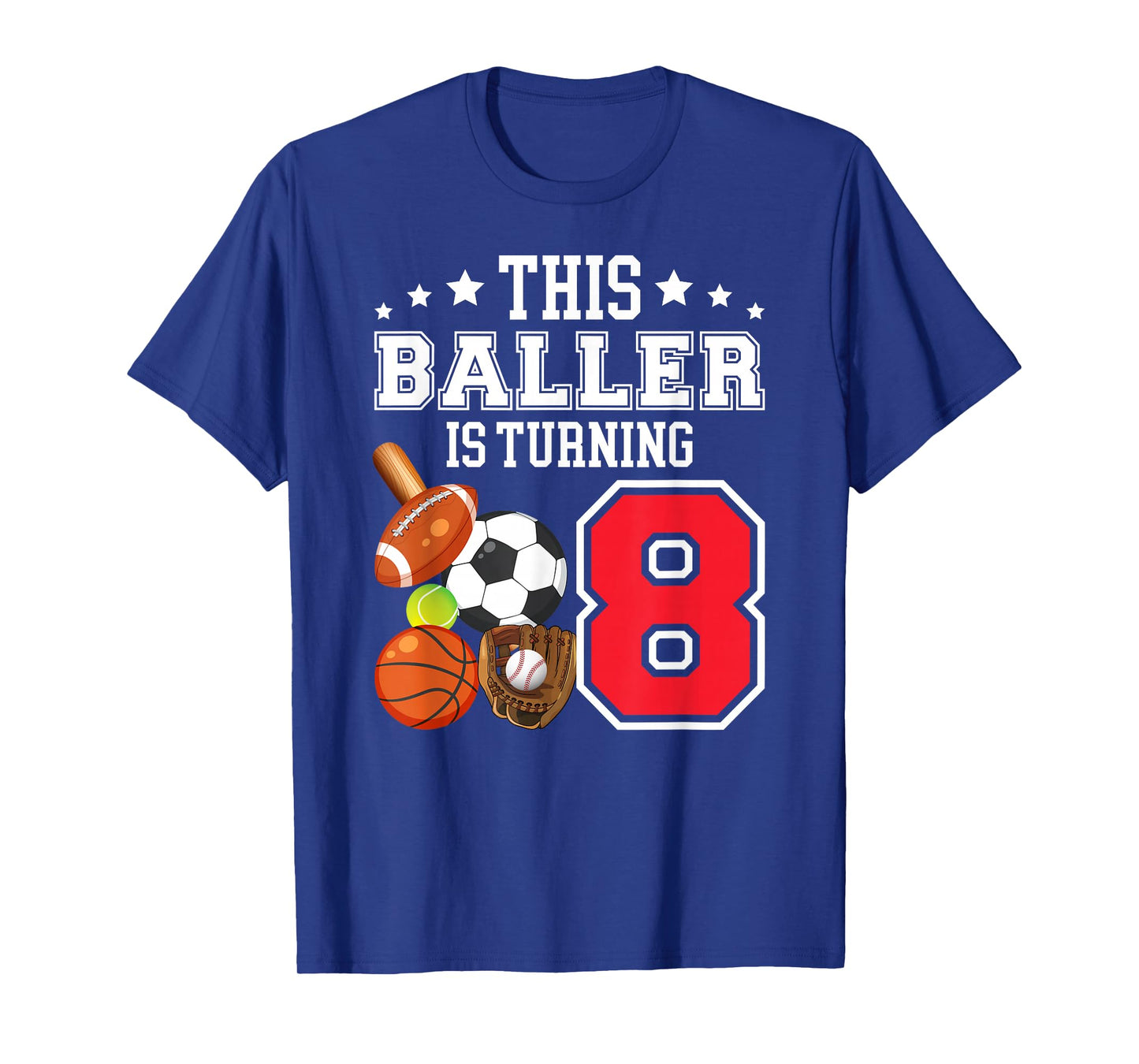8th Birthday Sports Birthday Theme 8 Year Old Boy T-Shirt