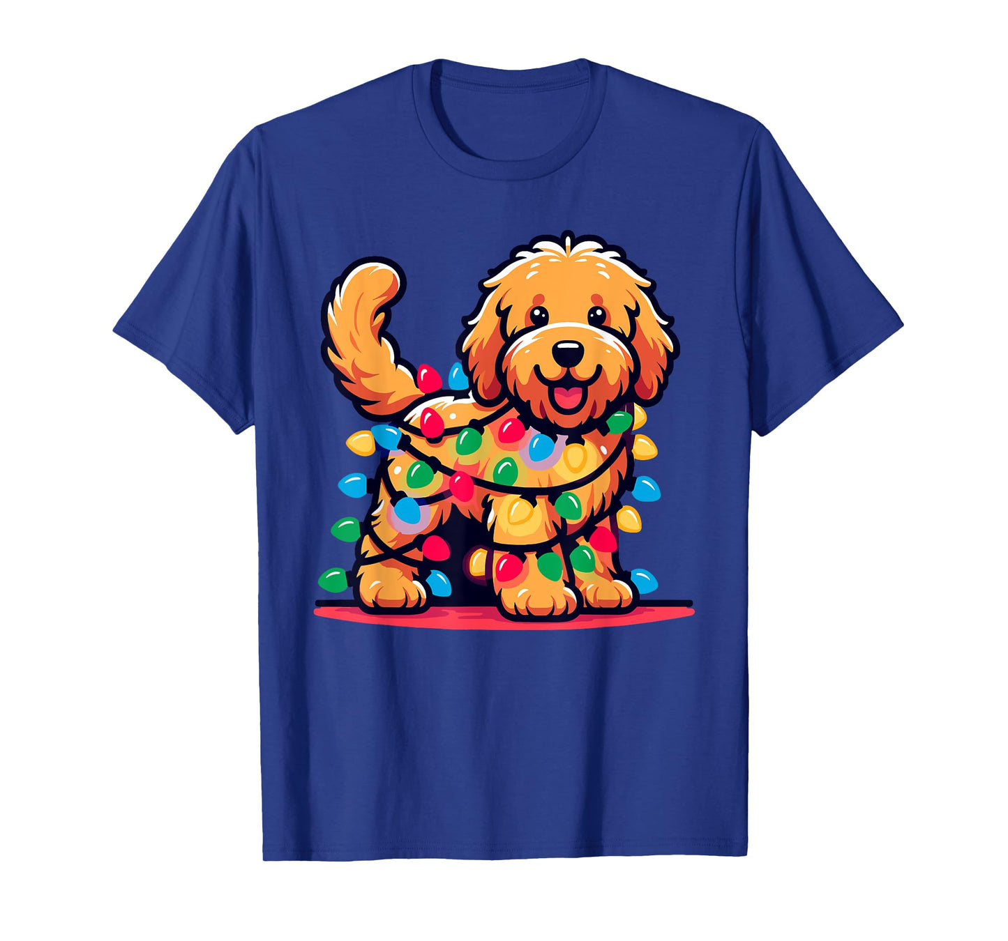 Goldendoodle Christmas Tree Xmas Lights Golden Doodle Dog T-Shirt