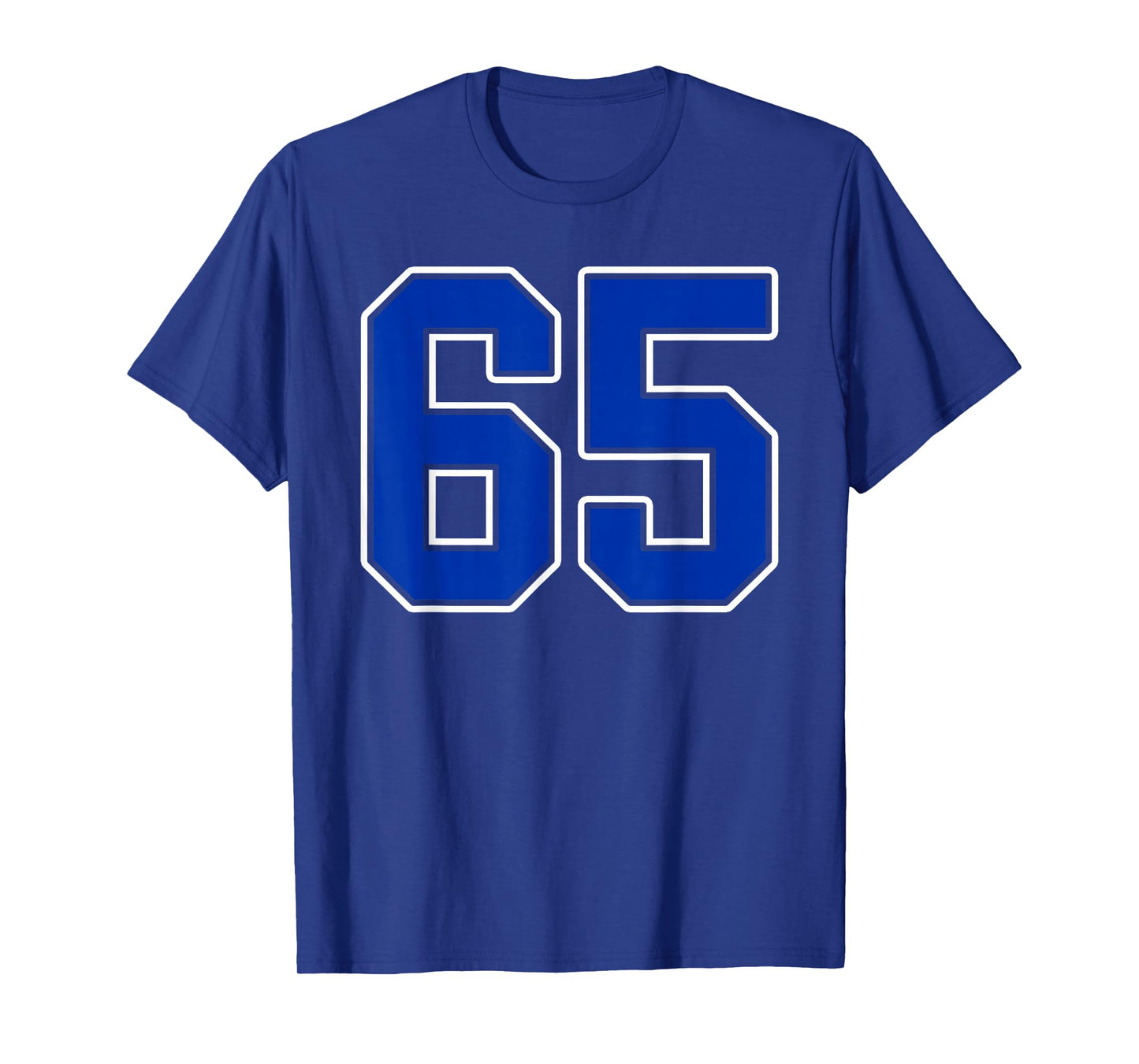 Royal Blue White Number 65 Jersey Player Uniform #65 T-Shirt