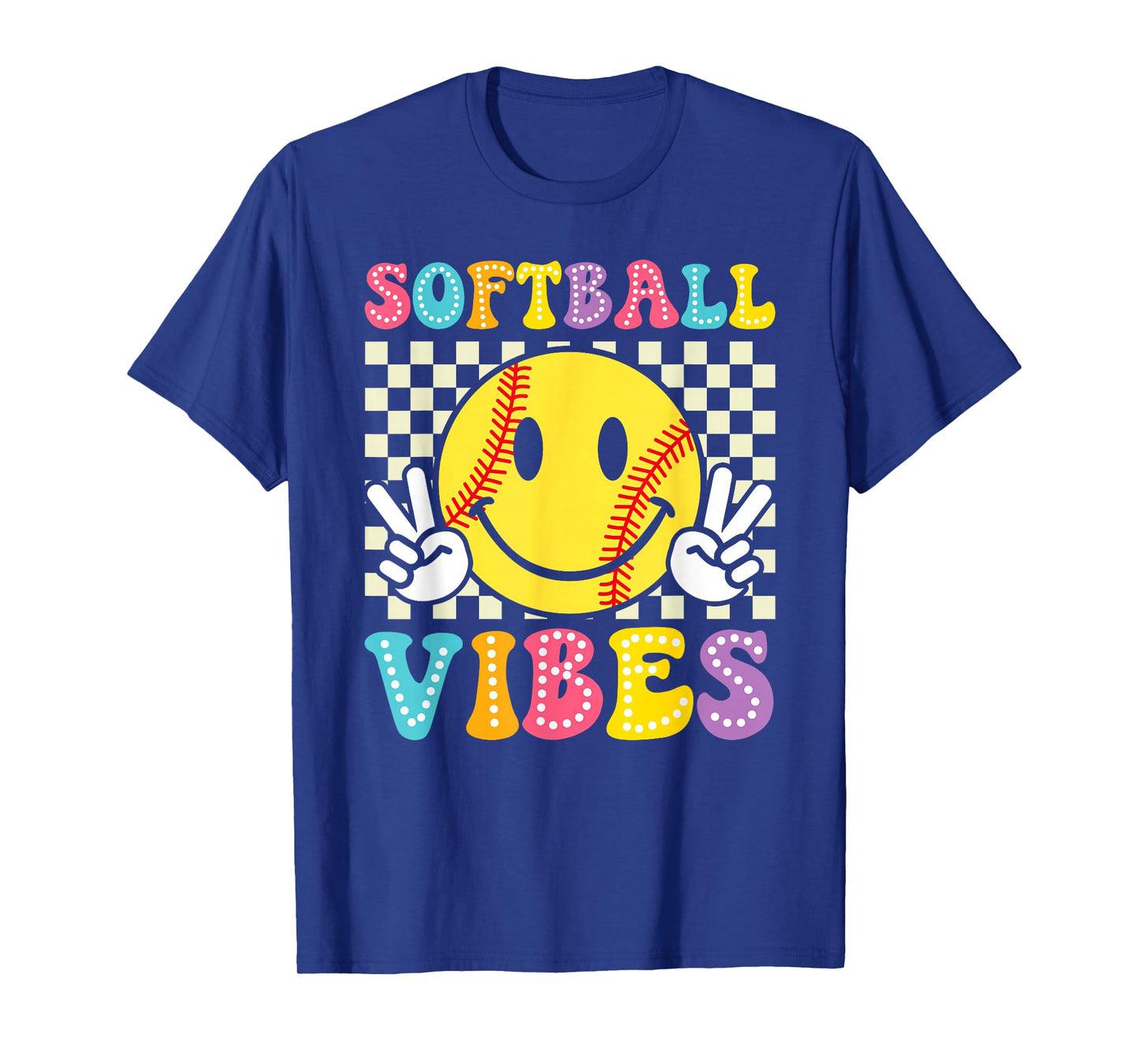 Softball Vibes Softball Retro Groovy Game Day Girls Women T-Shirt
