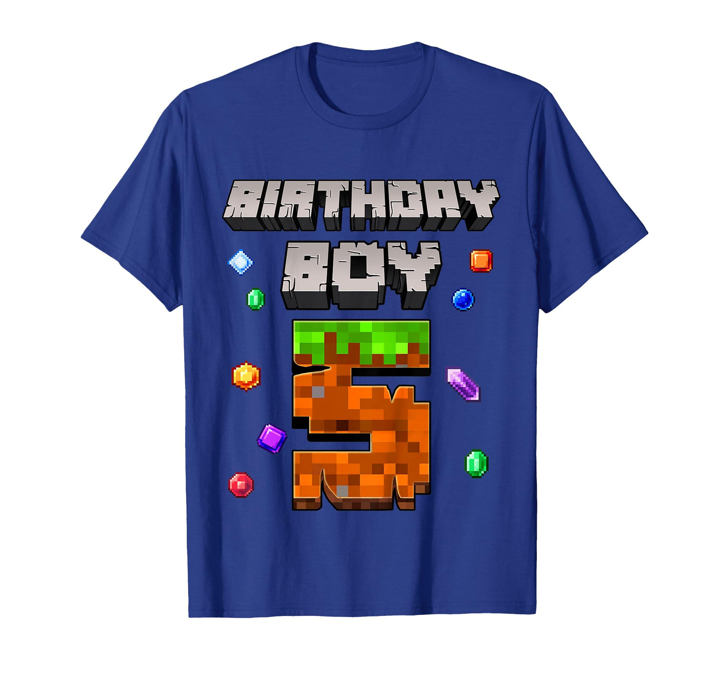 Kids 5th Birthday Boy 5 Video Gamer Pixel Number Five Bday Party T-Shirt