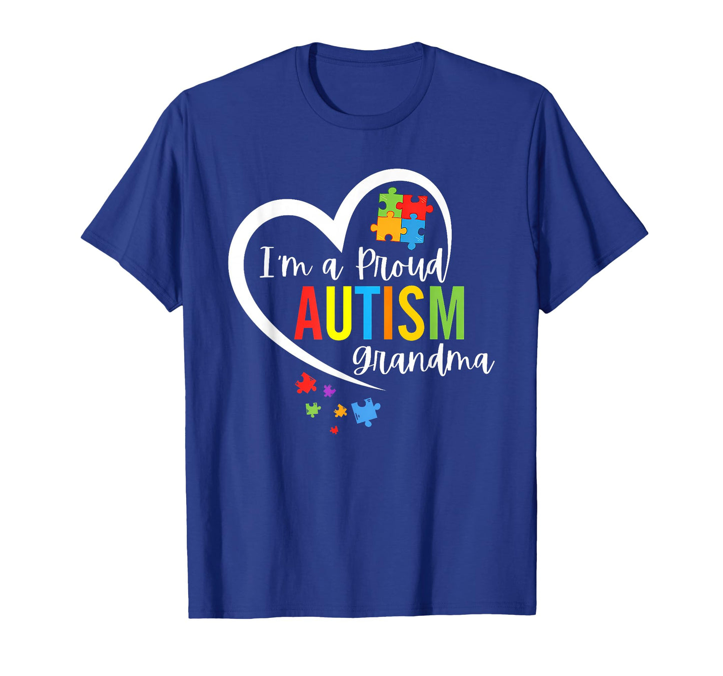 I'm A Proud Grandma Love Heart Autism Awareness Puzzle T-Shirt