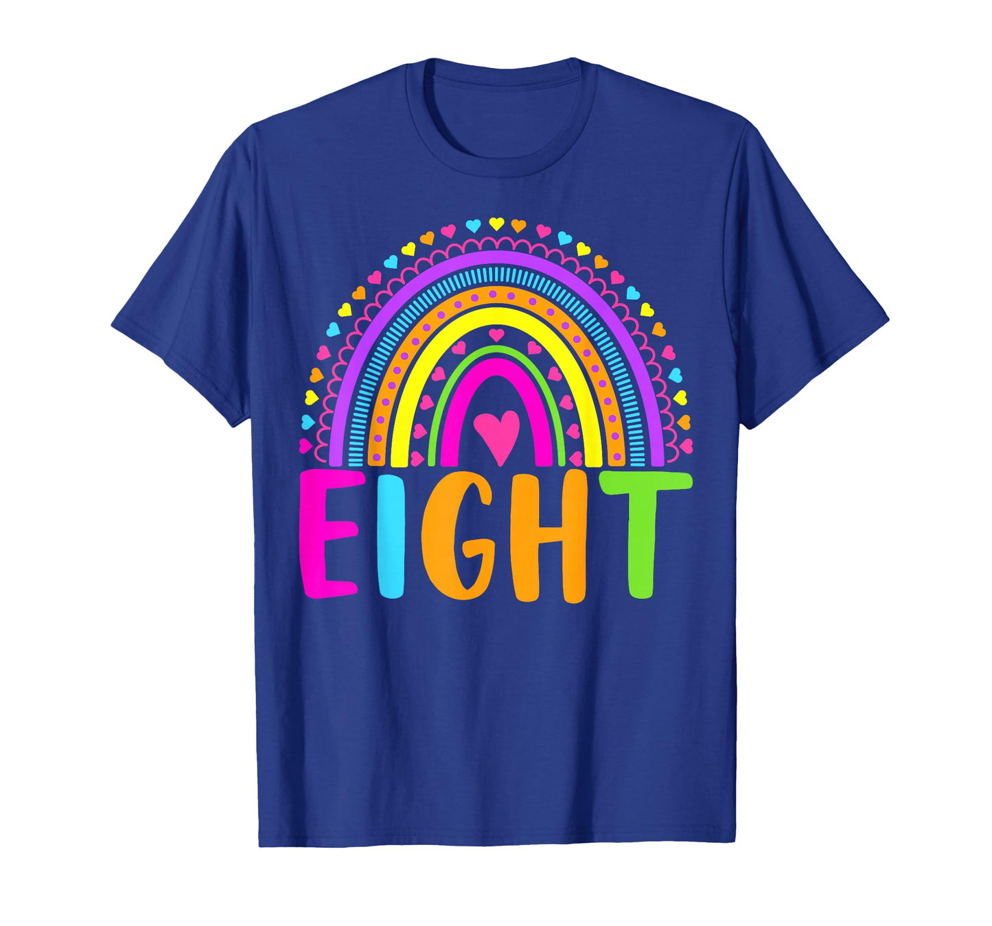 8th Birthday Shirt Girl 8 Year Old Girls Eight Rainbow Kids T-Shirt