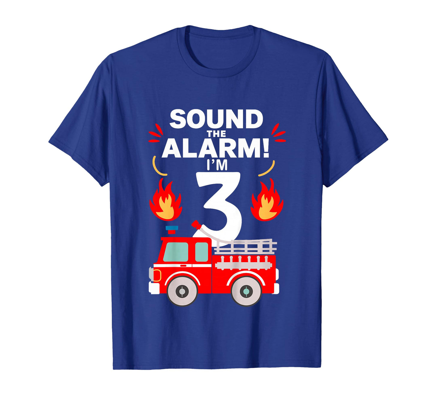 Kids 3rd Birthday Fire Truck 3 Year Old Birthday Boy Firefighter T-Shirt