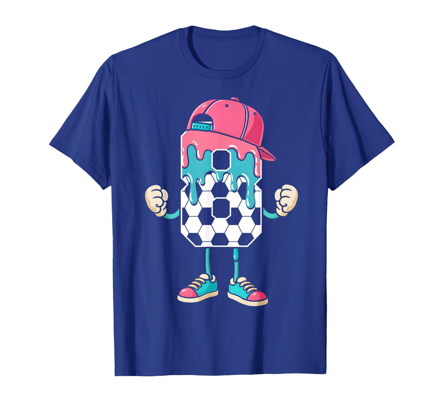 Soccer 8 Year Old Ice Cream Drip Youth 8th Birthday Boy 8 T-Shirt