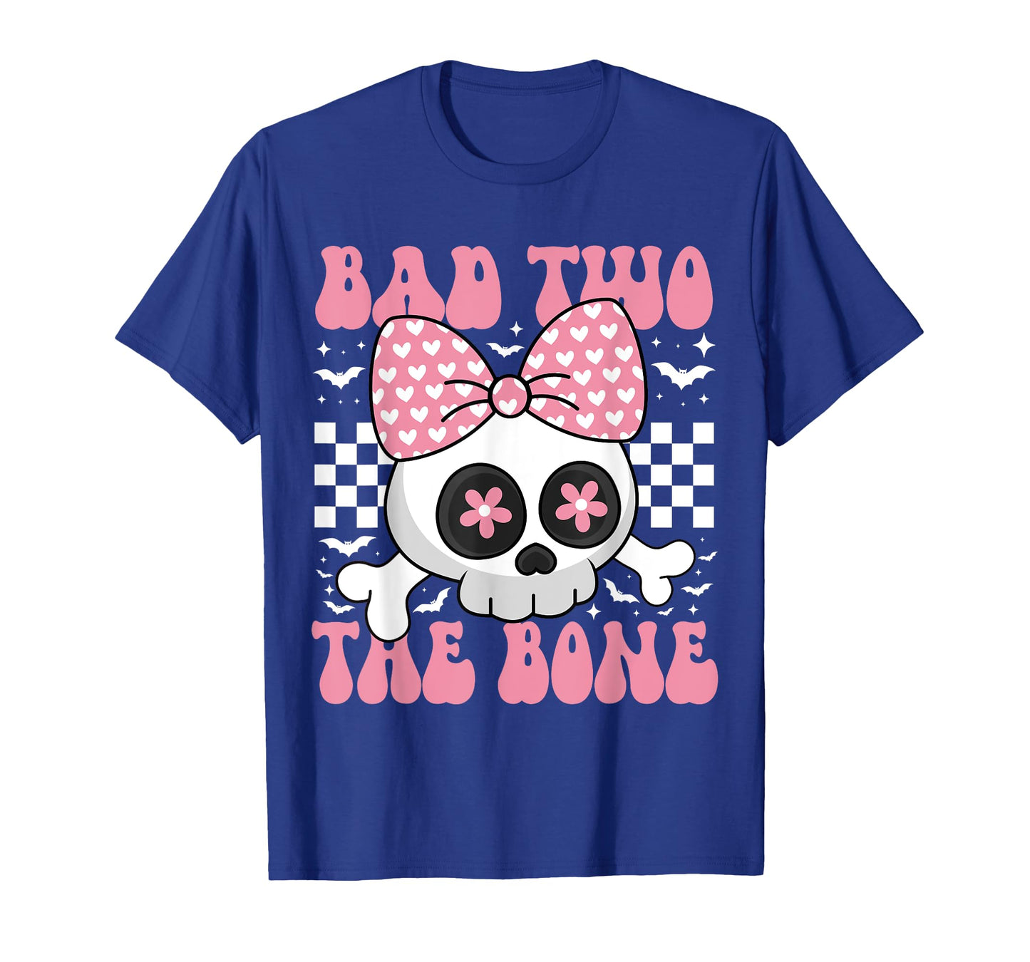 Bad Two The Bone Skull with Pink Bow for Halloween T-Shirt