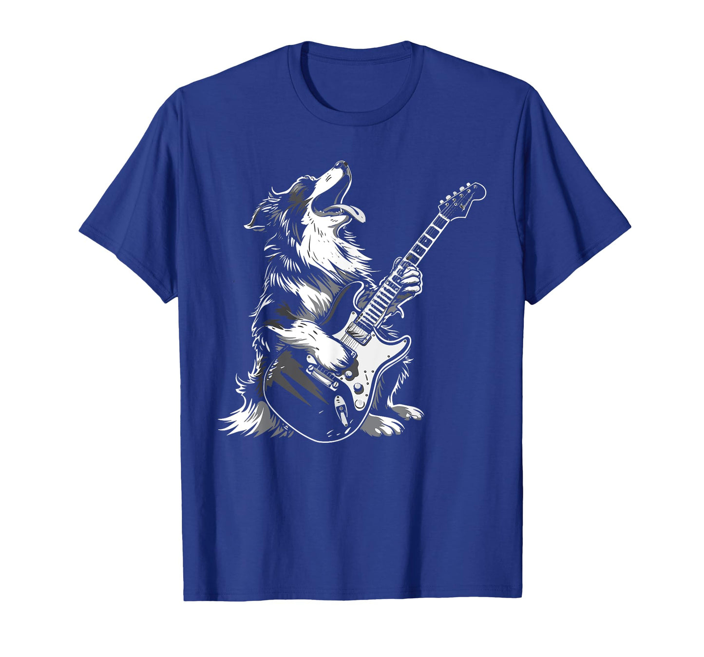 Dog Guitarist Guitar - Australian Shepherd Dad Mom T-Shirt