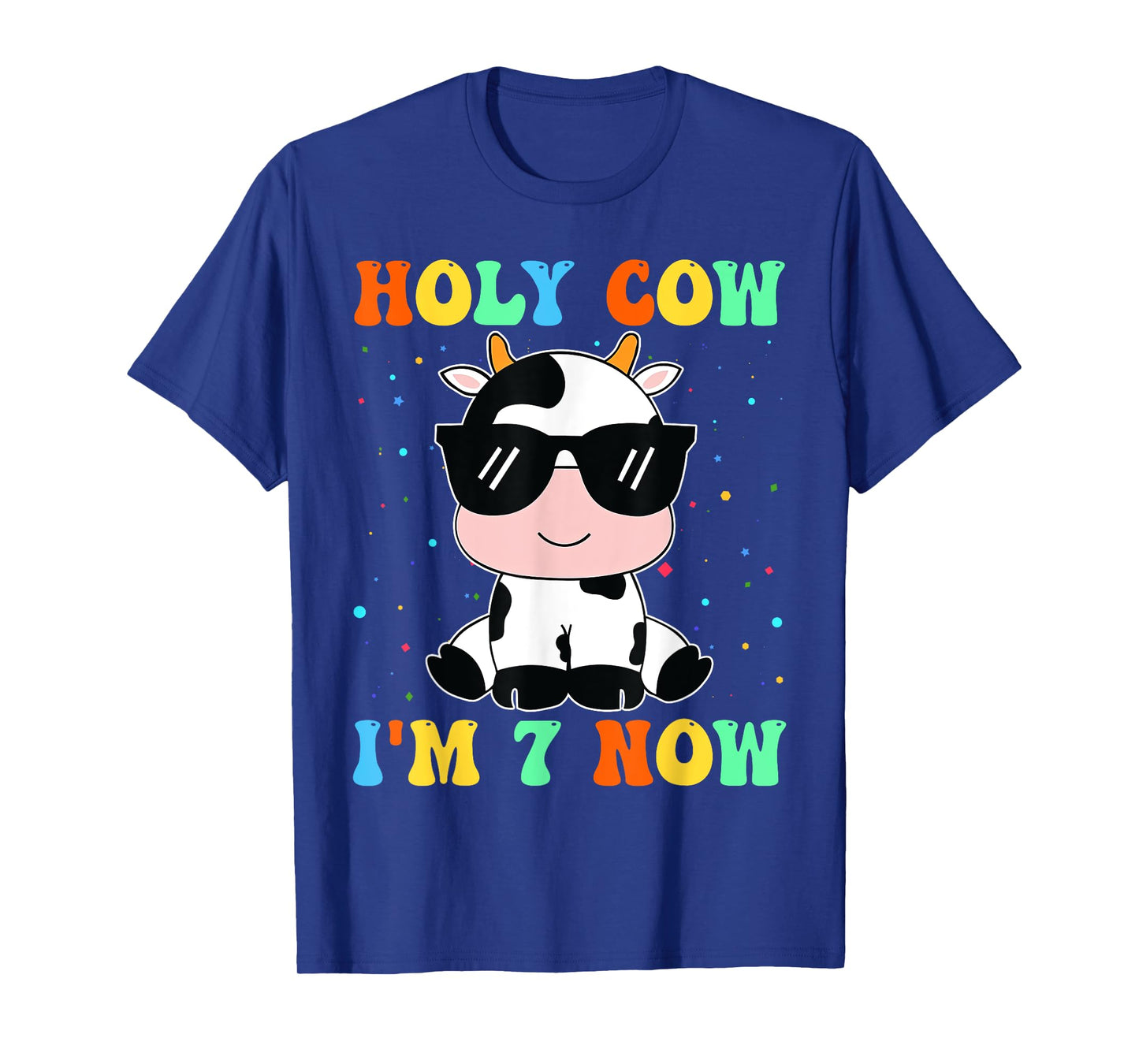 Kids Holy Cow I'm Two 7 Years Old 7th Birthday Boy Girl T-Shirt