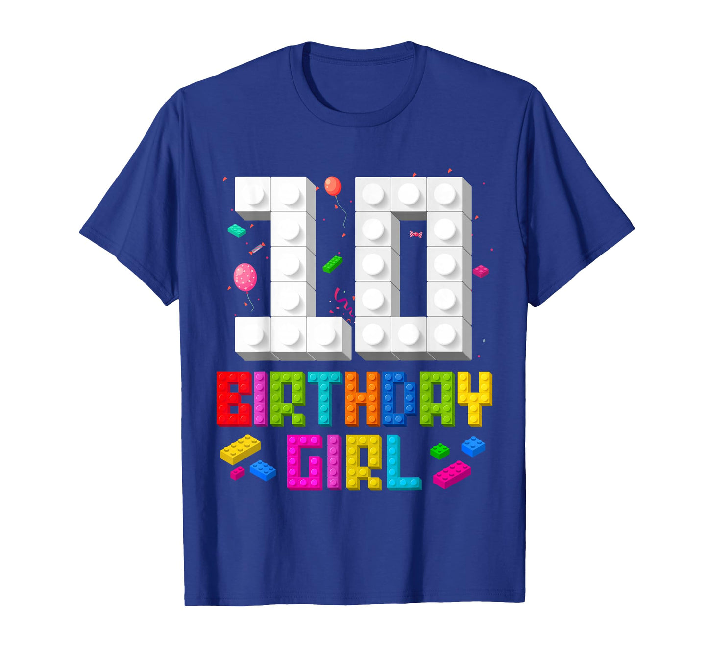10th Birthday Girl Master Builder 10 Year Old Building Block T-Shirt