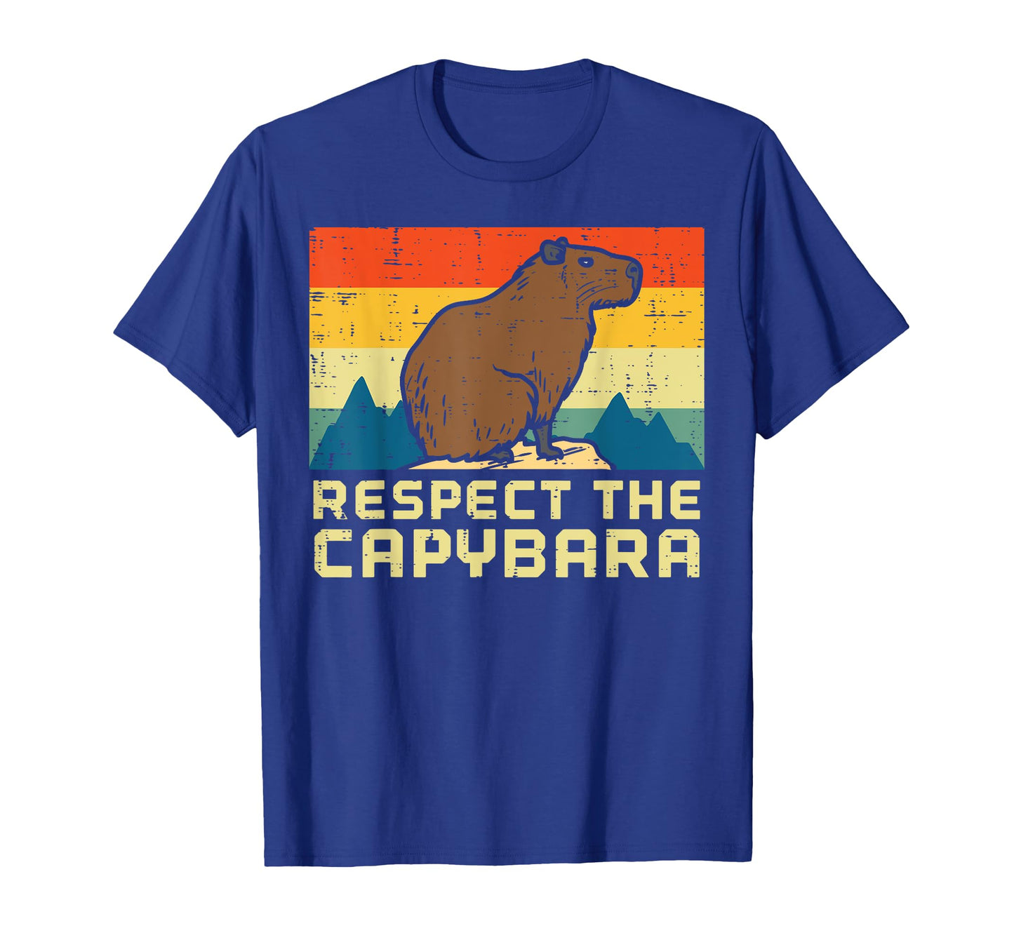 Respect The Capybara Retro Capy Rodent Animal Men Women Kids T-Shirt