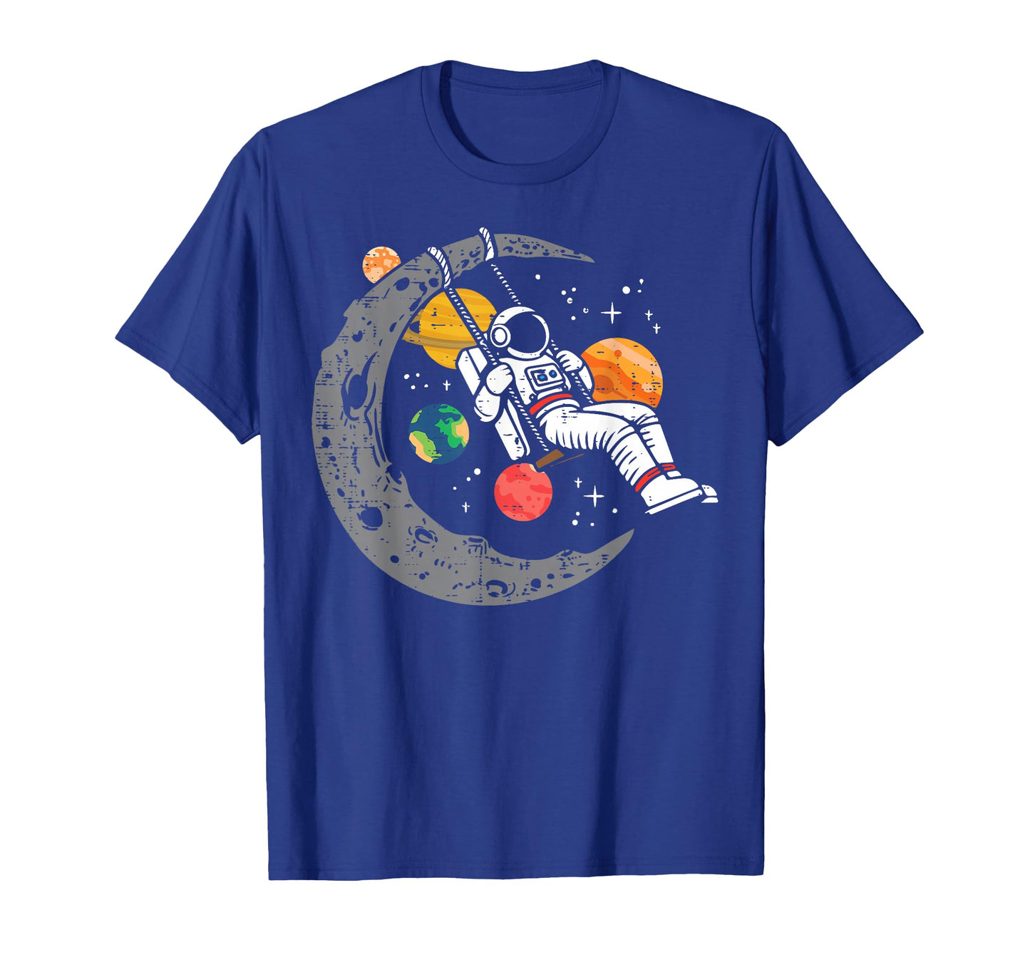 Astronaut Moon Swing Planets Space Galaxy Women Kids Men T-Shirt