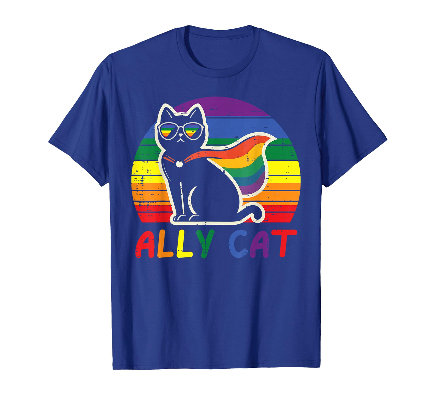 Gay Pride Month Ally Cat Funny LGBTQ Rainbow Men Women Kids T-Shirt