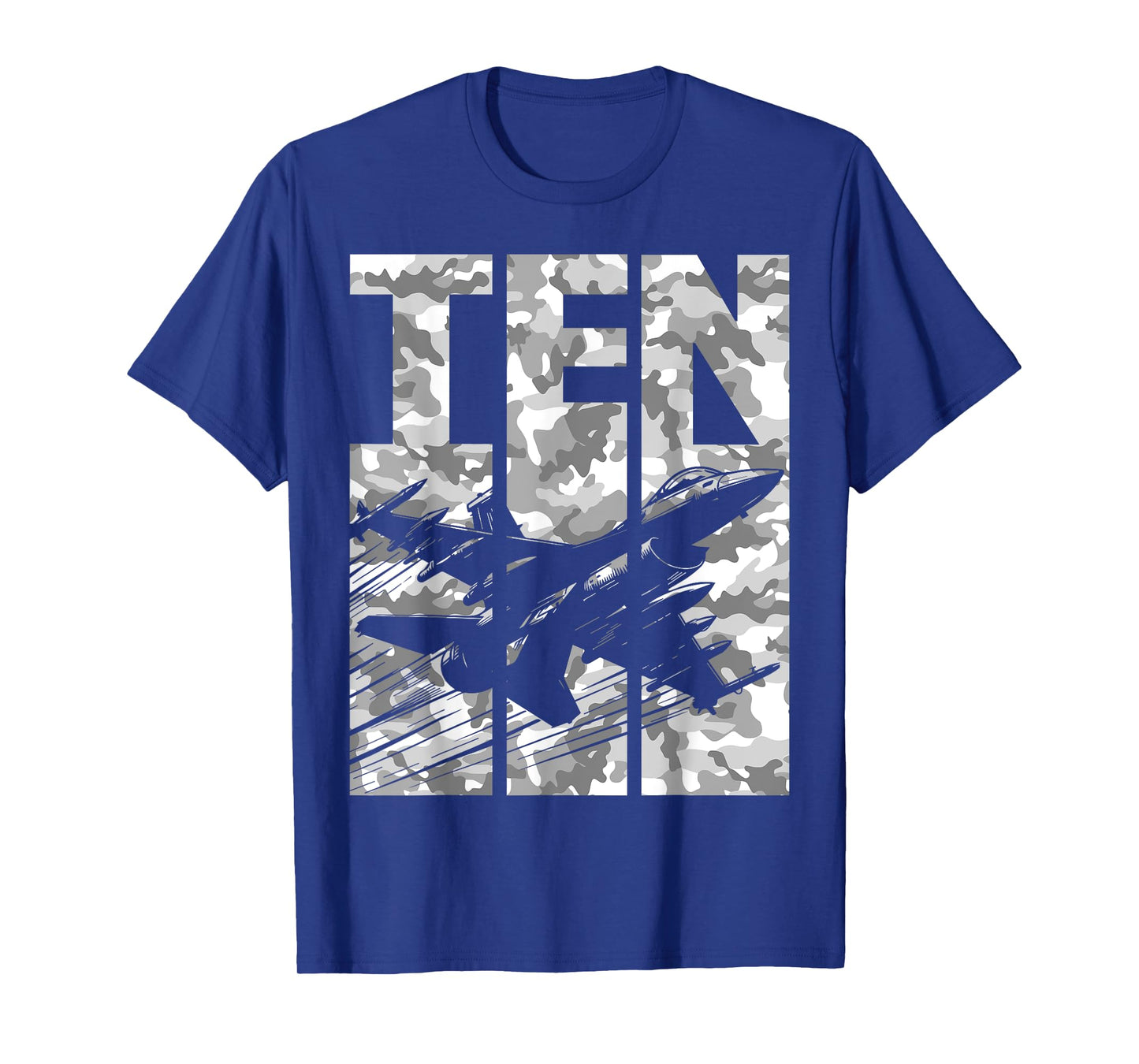 Military Fighter Jet Camo Ten Year Old Boys 10th Birthday T-Shirt