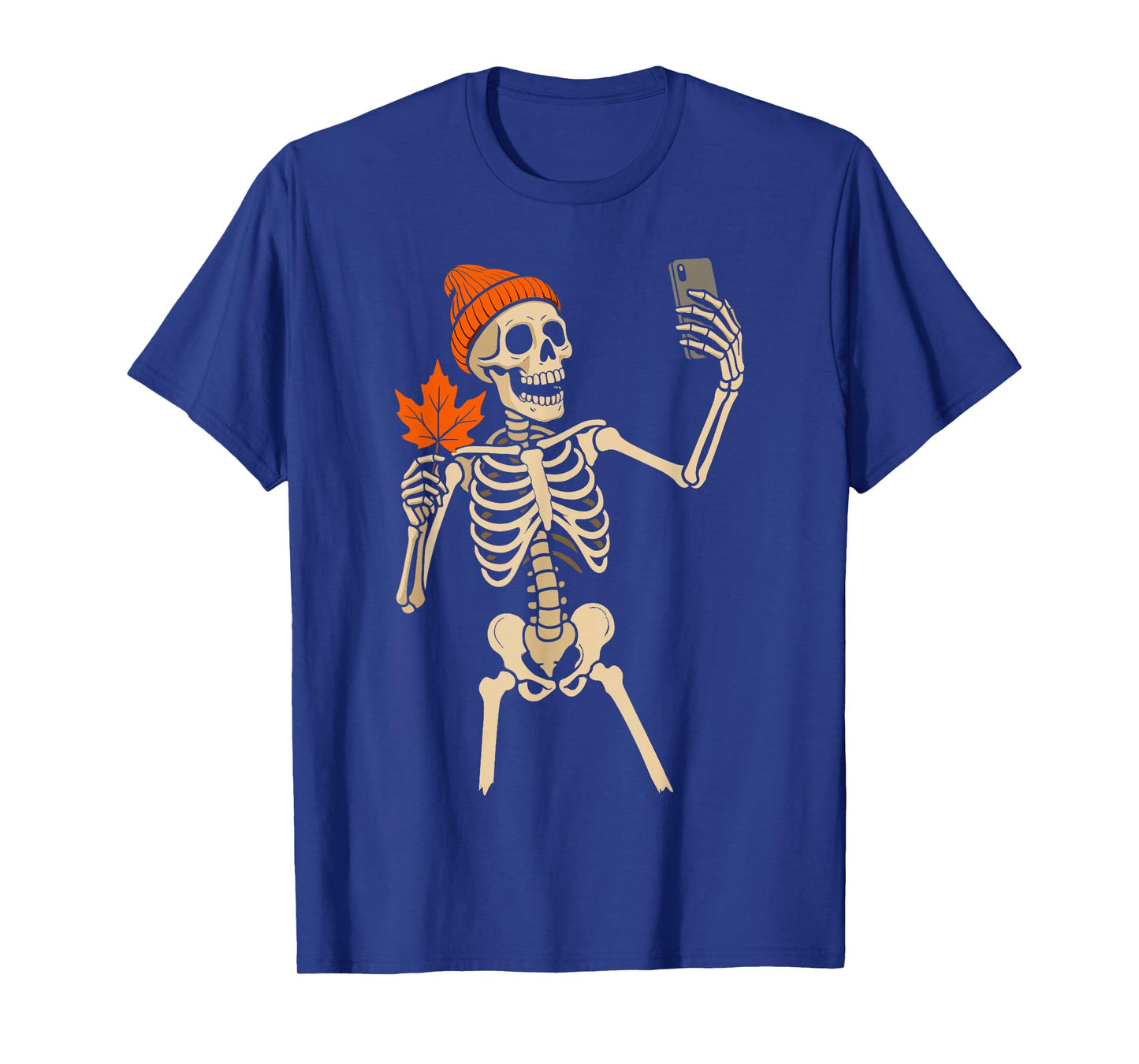 Skeleton Selfie Fall Autumn Men Women Kids Funny Halloween T-Shirt