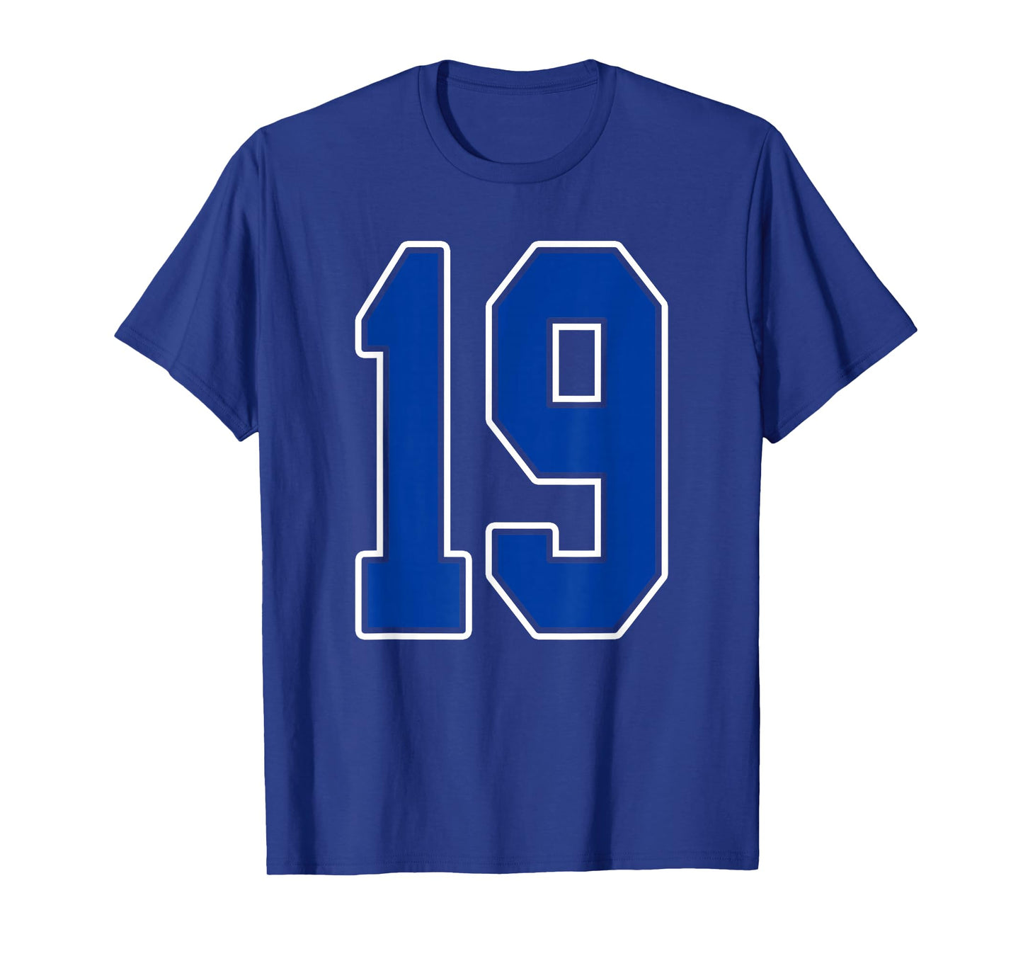Royal Blue and White Number 19 Jersey Player Uniform #19 Fan T-Shirt