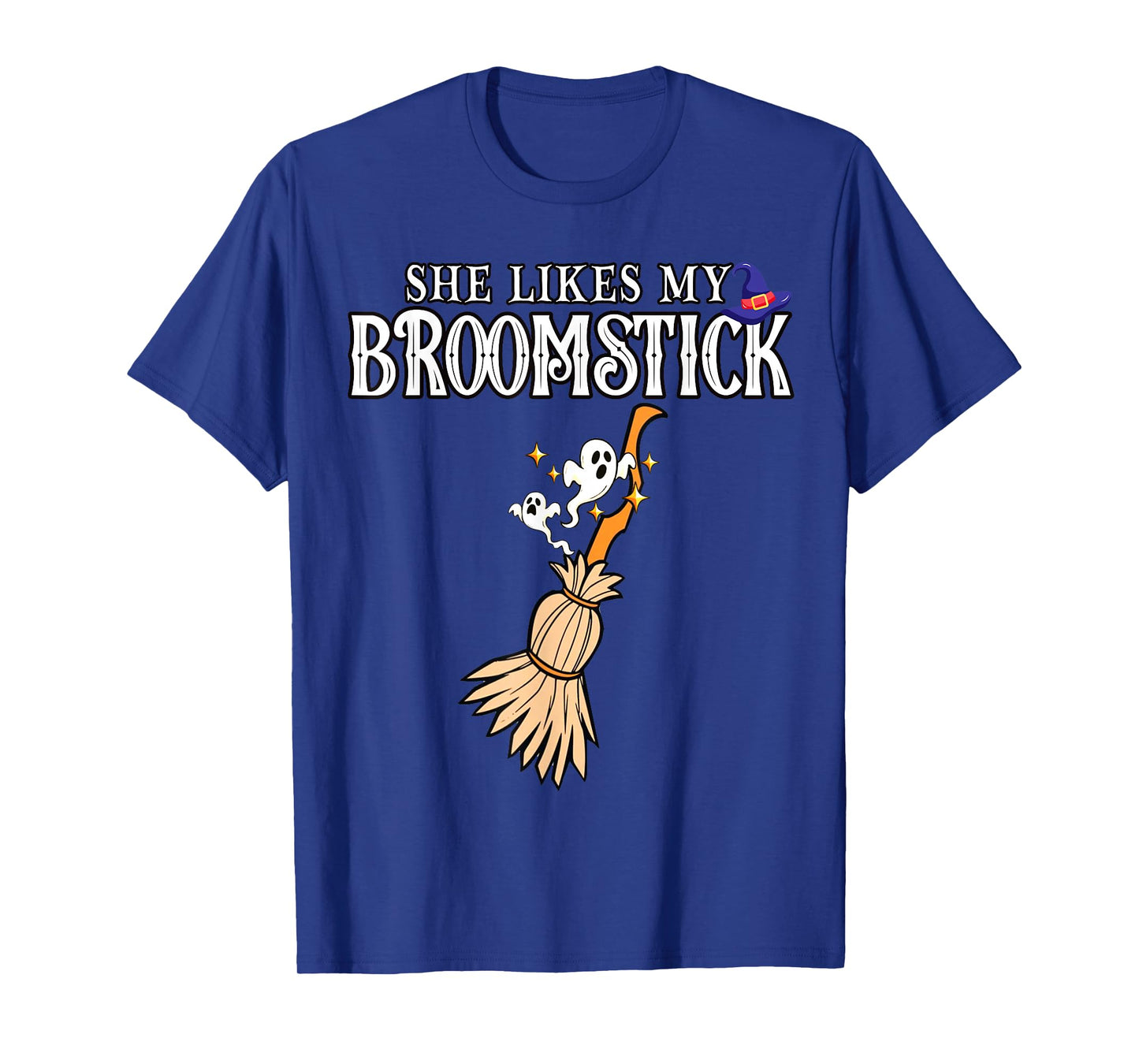 She Likes My Broomstick I Love Her Pumpkins Couple Halloween T-Shirt