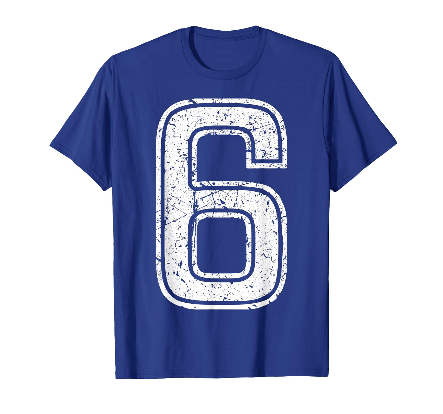 Vintage White Sports Team Number #6 T-Shirt
