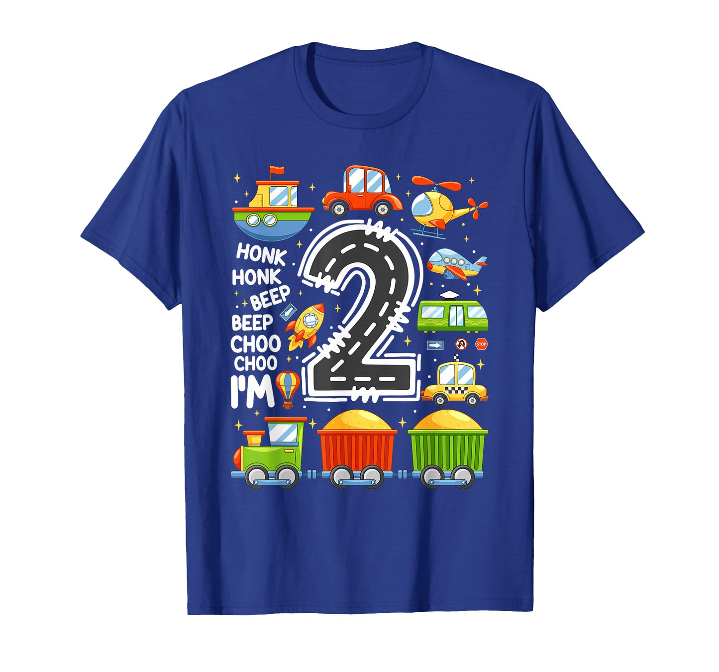 2 Years Old Boys Girls Kids 2nd Birthday Transportation T-Shirt