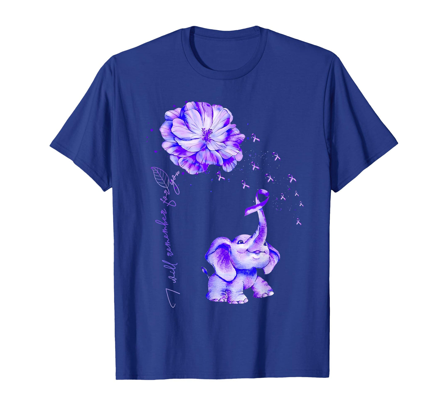 I'll Remember For You Purple Elephant Alzheimer's Awareness T-Shirt