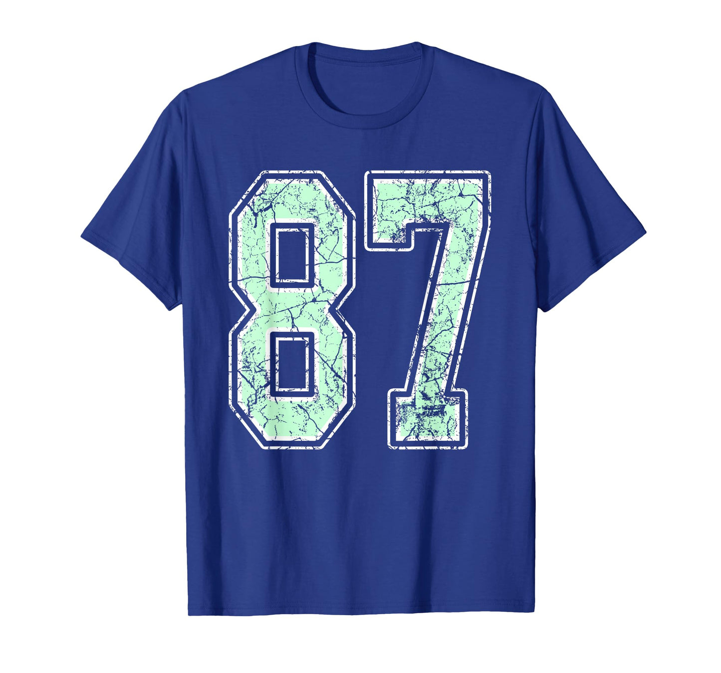 Mint Green White Sports Number 87 Jersey Uniform Player T-Shirt