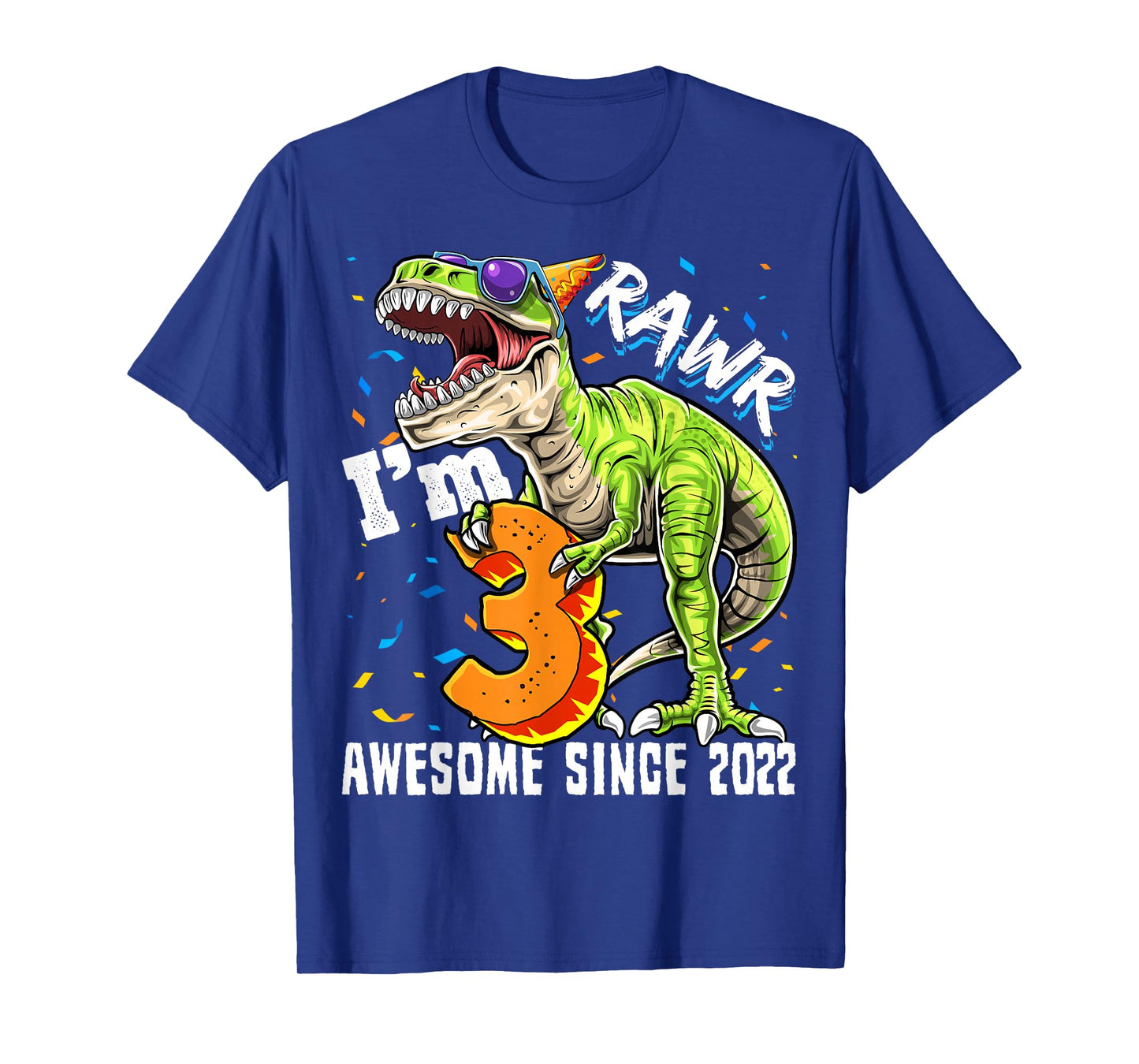 3rd Birthday T Rex Dinosaur Party Boys Rawr I'm 3 T-Shirt