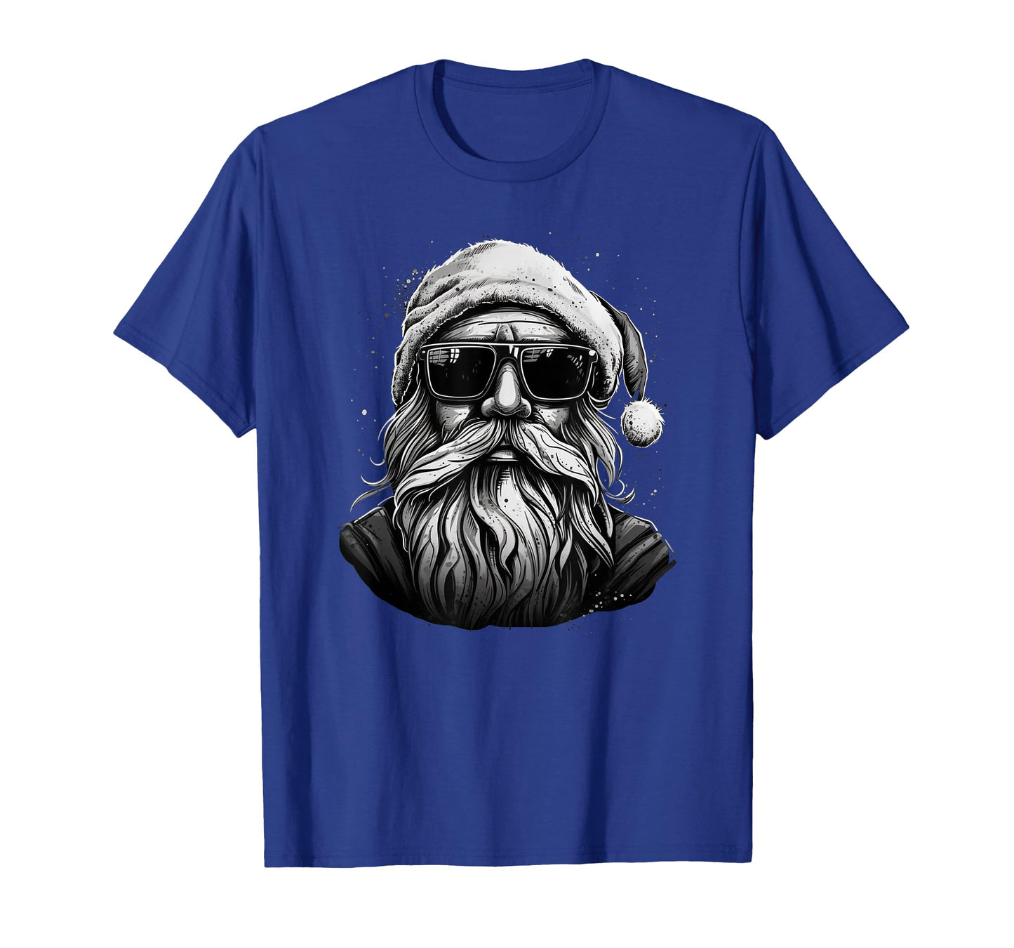 Funny cool Santa Face Hipster With Beard & Glasses Christmas T-Shirt
