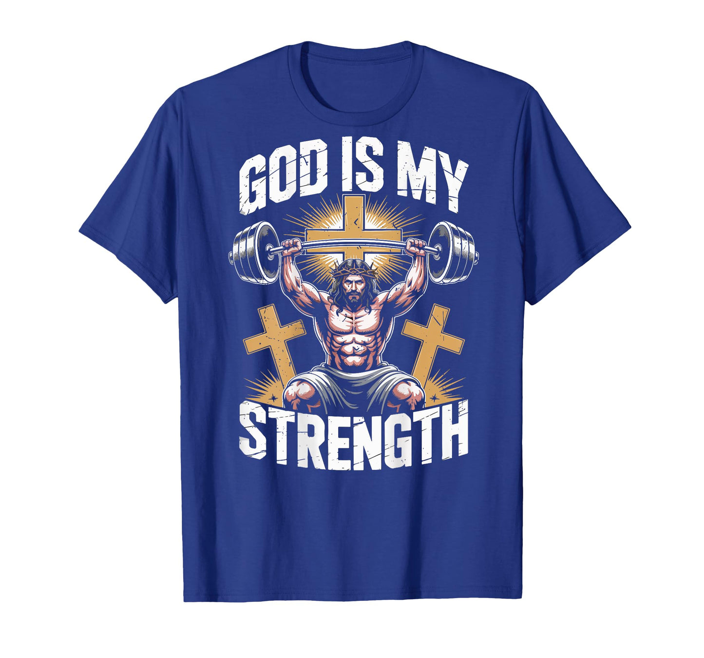 Christian Workout God is My Strength Jesus Gym Faith-Fitness T-Shirt