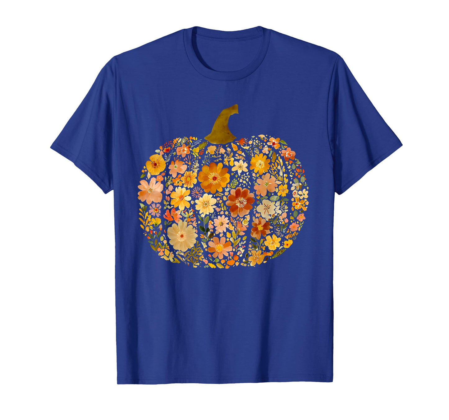 Pumpkin Season Floral Thanksgiving Autumn Fall Y'all Leaves T-Shirt