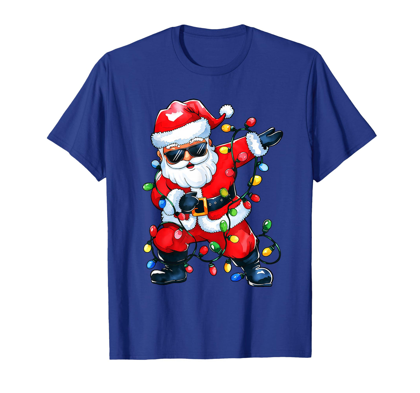 Dabbing Santa Xmas Light Girls Boys Kids Funny Christmas Tee T-Shirt