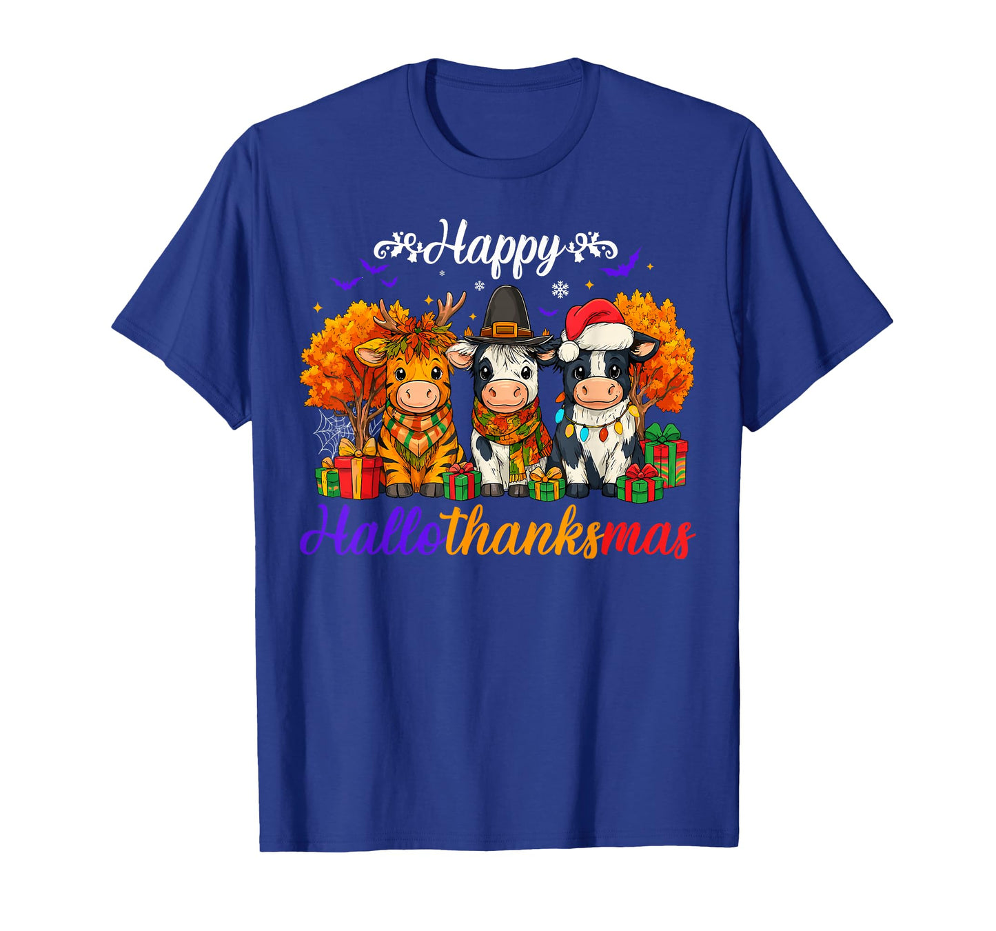 Happy HalloThanksMas Cows Gifts for Farmer T-Shirt