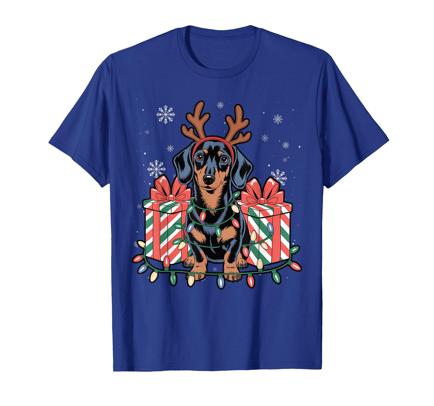 Cute Reindeer Dachshund Christmas for Women Men Dog Lover T-Shirt