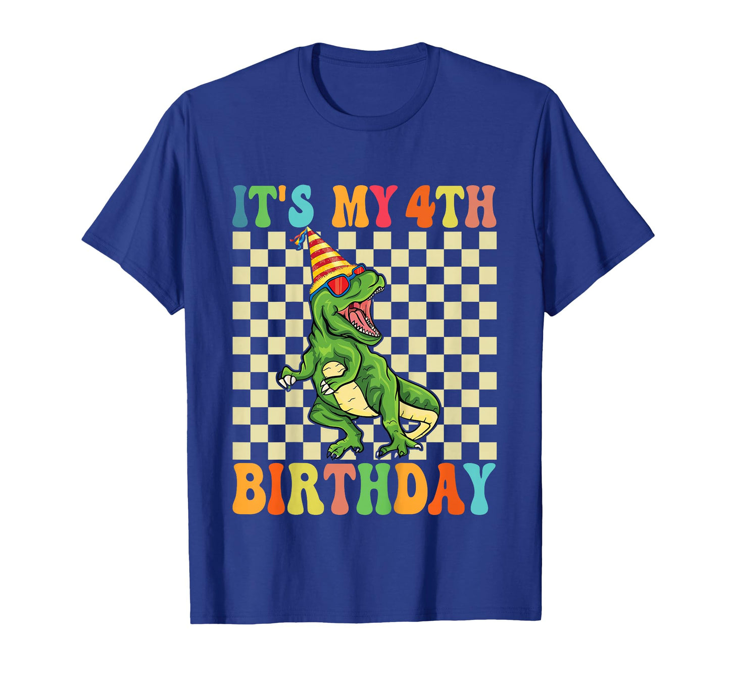 Kids 4 Year Old Gifts It's My 4th Birthday Boys Dinosaur T Rex T-Shirt