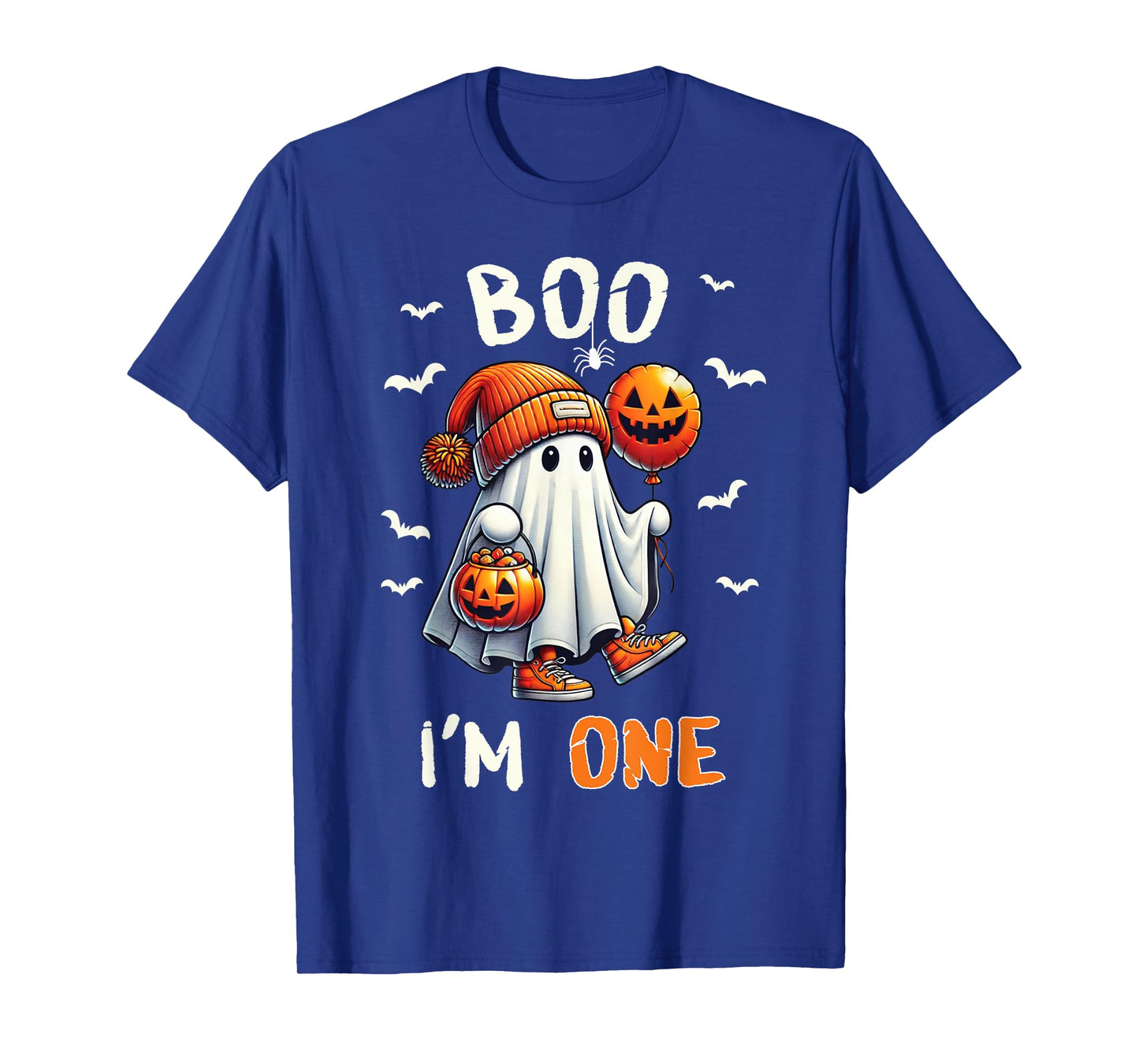 Boo I'm One Ghost 1st Birthday Halloween Boy Kids Groovy T-Shirt
