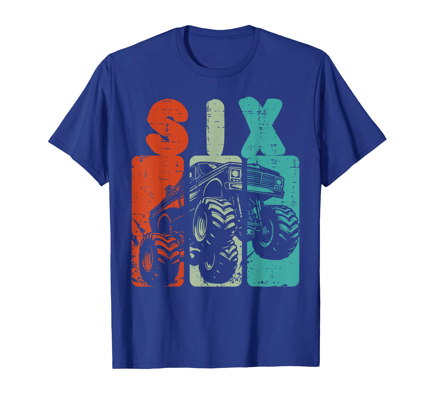 6th Birthday Monster Truck Six Retro 6 Bday Boys Kids Youth T-Shirt
