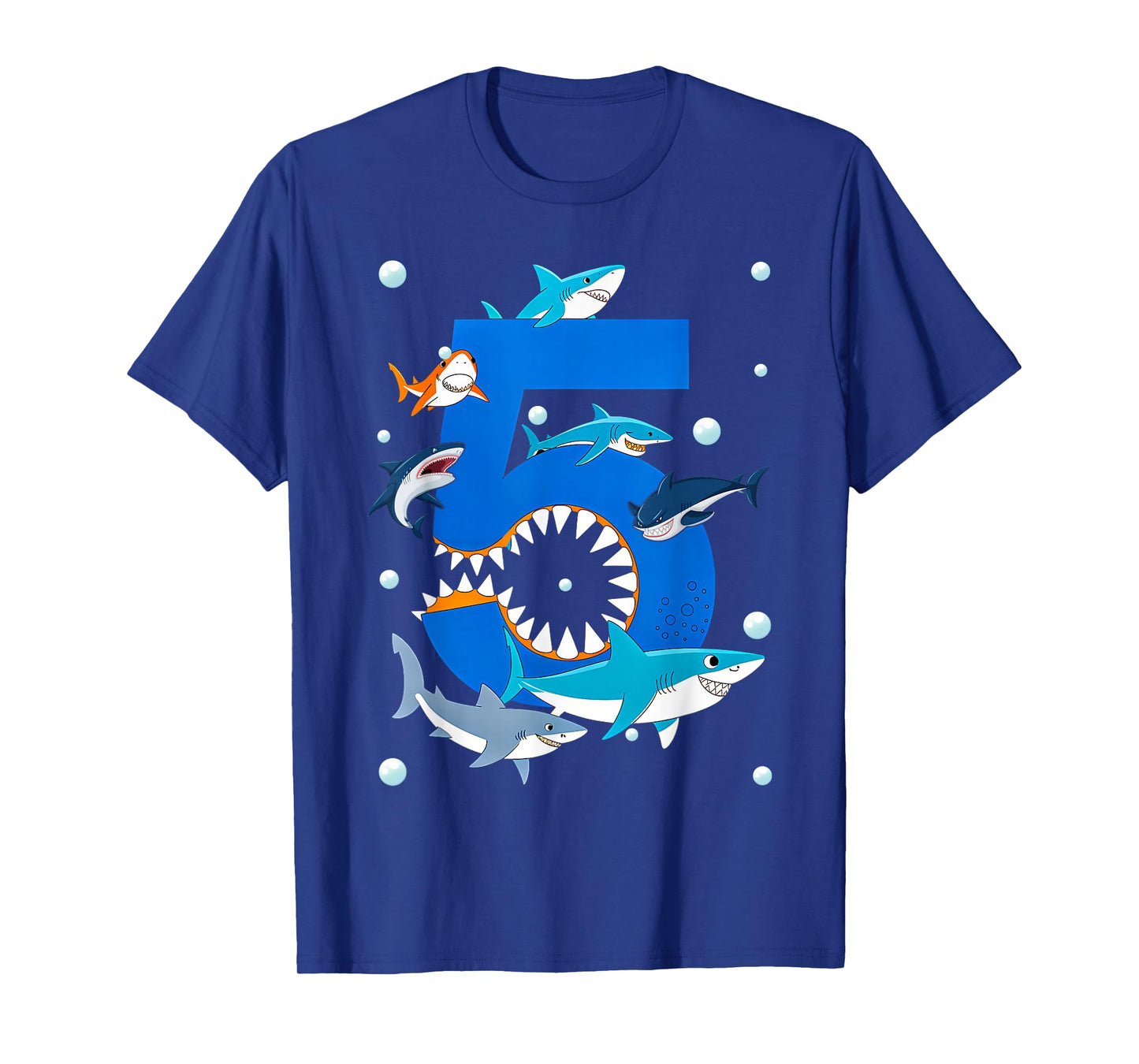 5th Birthday Boys Shark White Shark T-Shirt