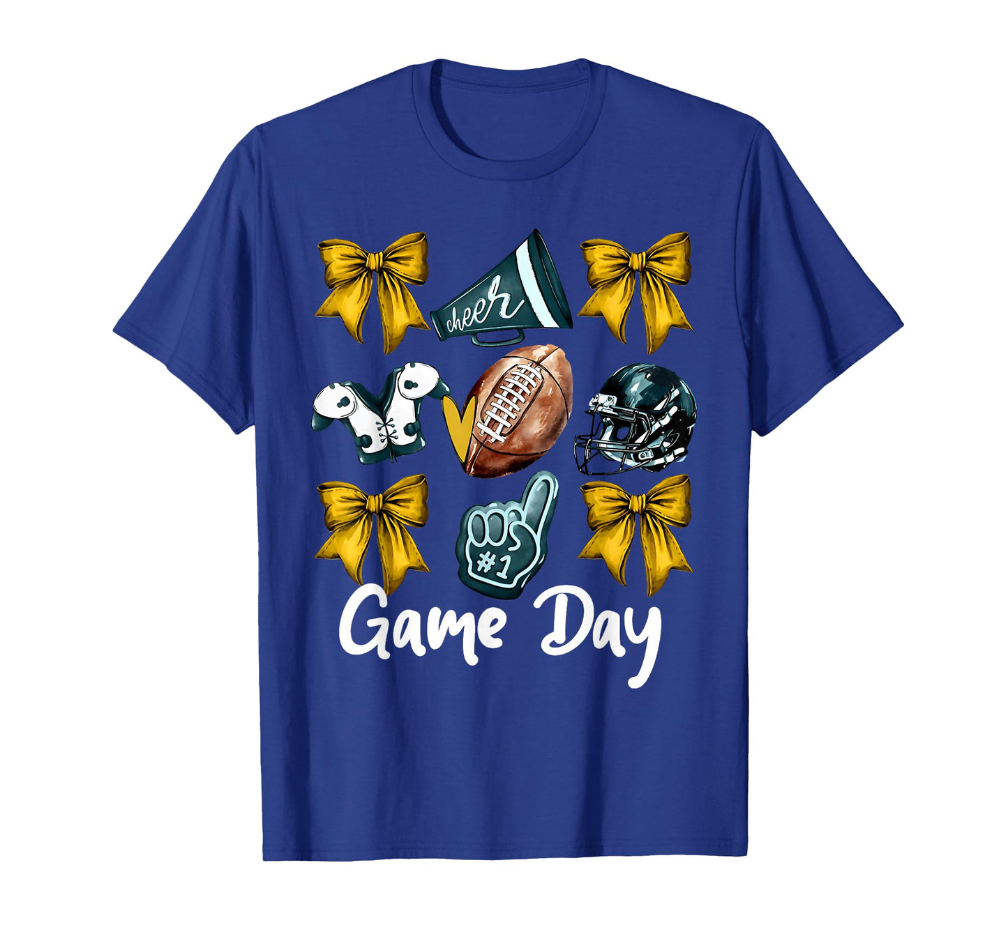 Cheer Coquette Bow Touchdown Football Game Day Thanksgiving T-Shirt
