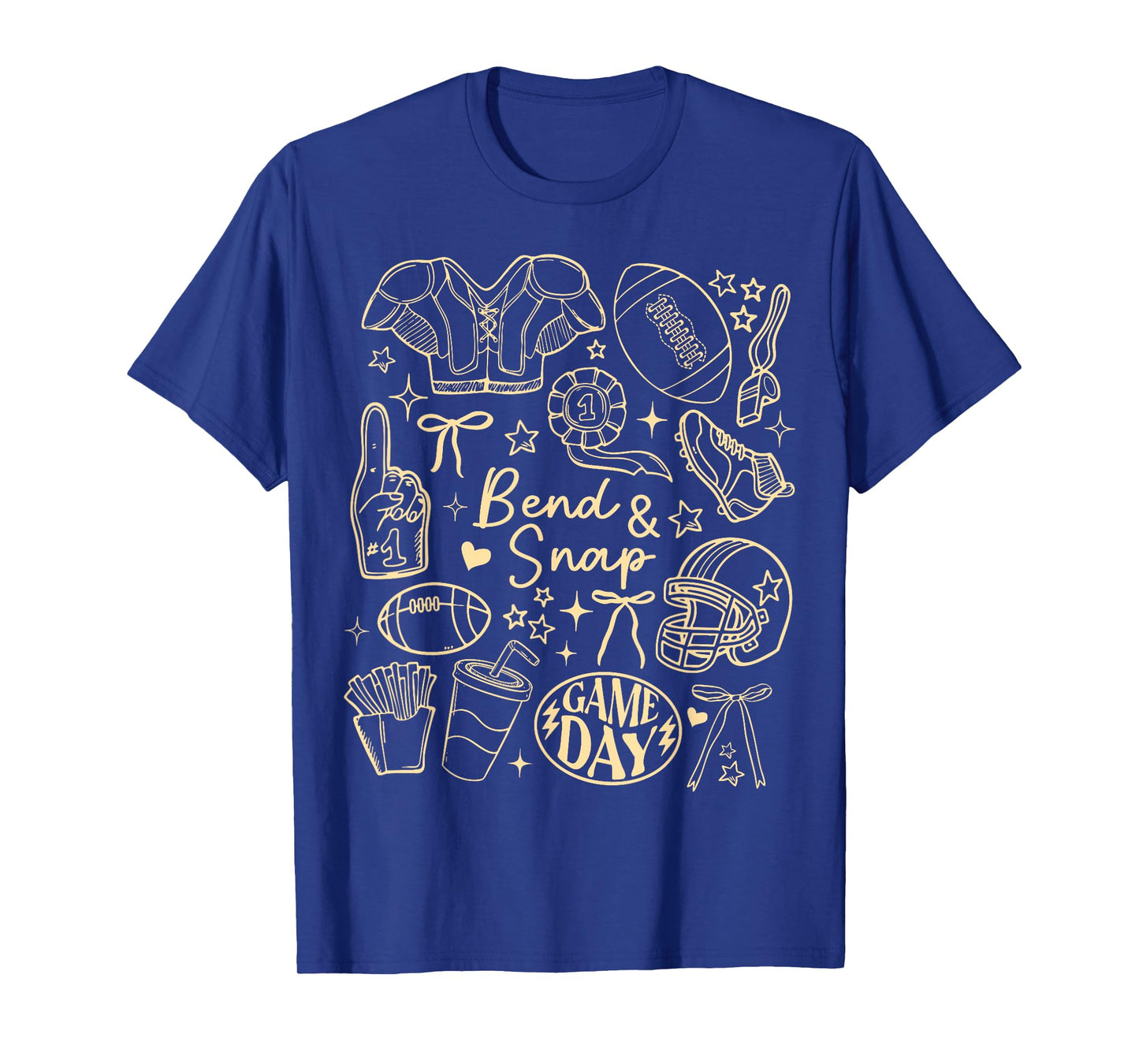 Funny Game Day Touchdown Season Cute Bend and Snap Football T-Shirt