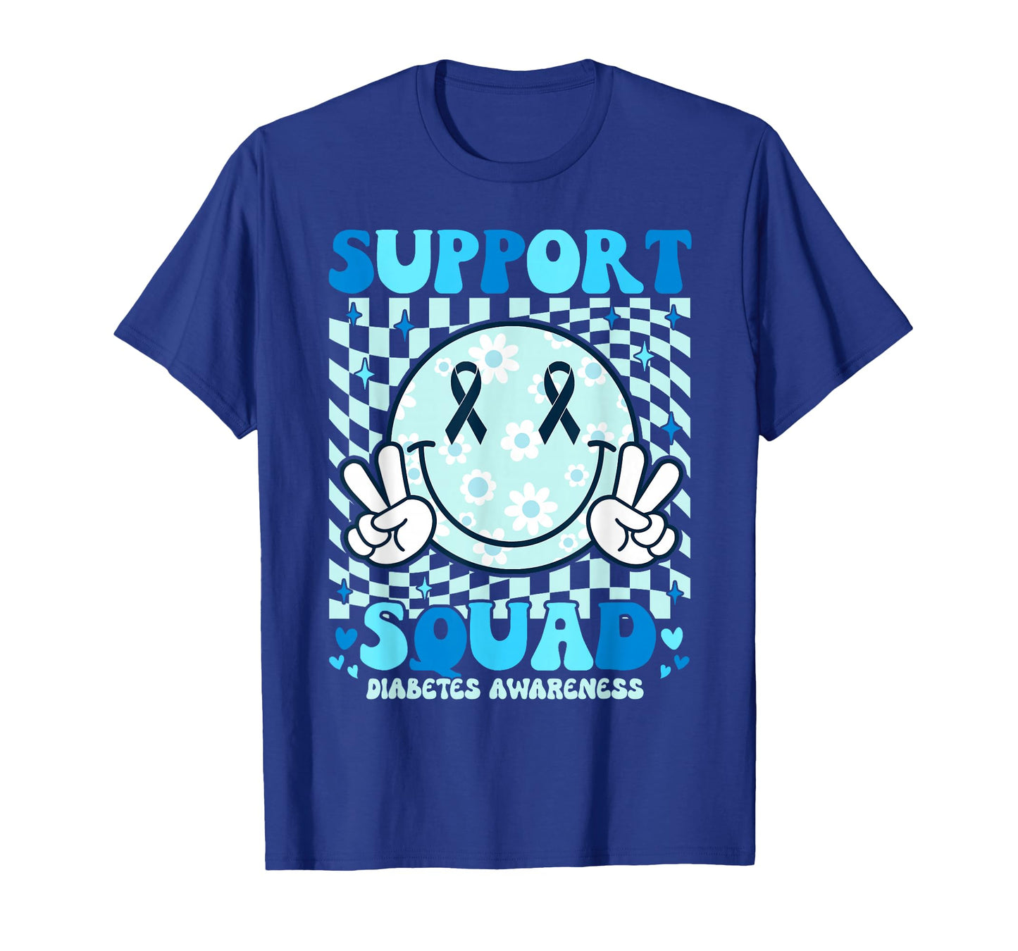 Support Squad Diabetes Awareness Shirt Blue Smile T1D Type 1 T-Shirt