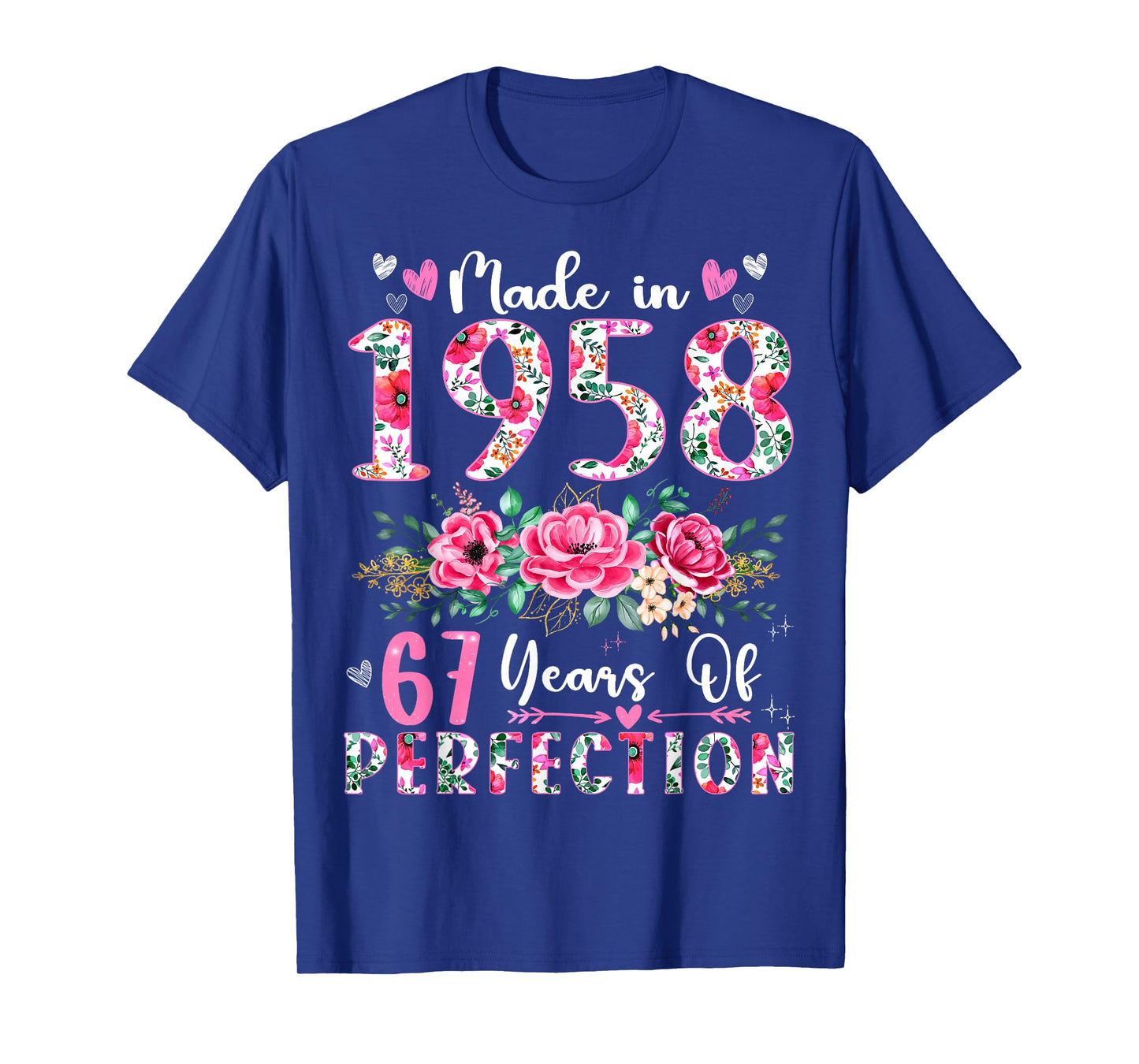 67 Year Old Made In 1958 Floral 67th Birthday Women T-Shirt