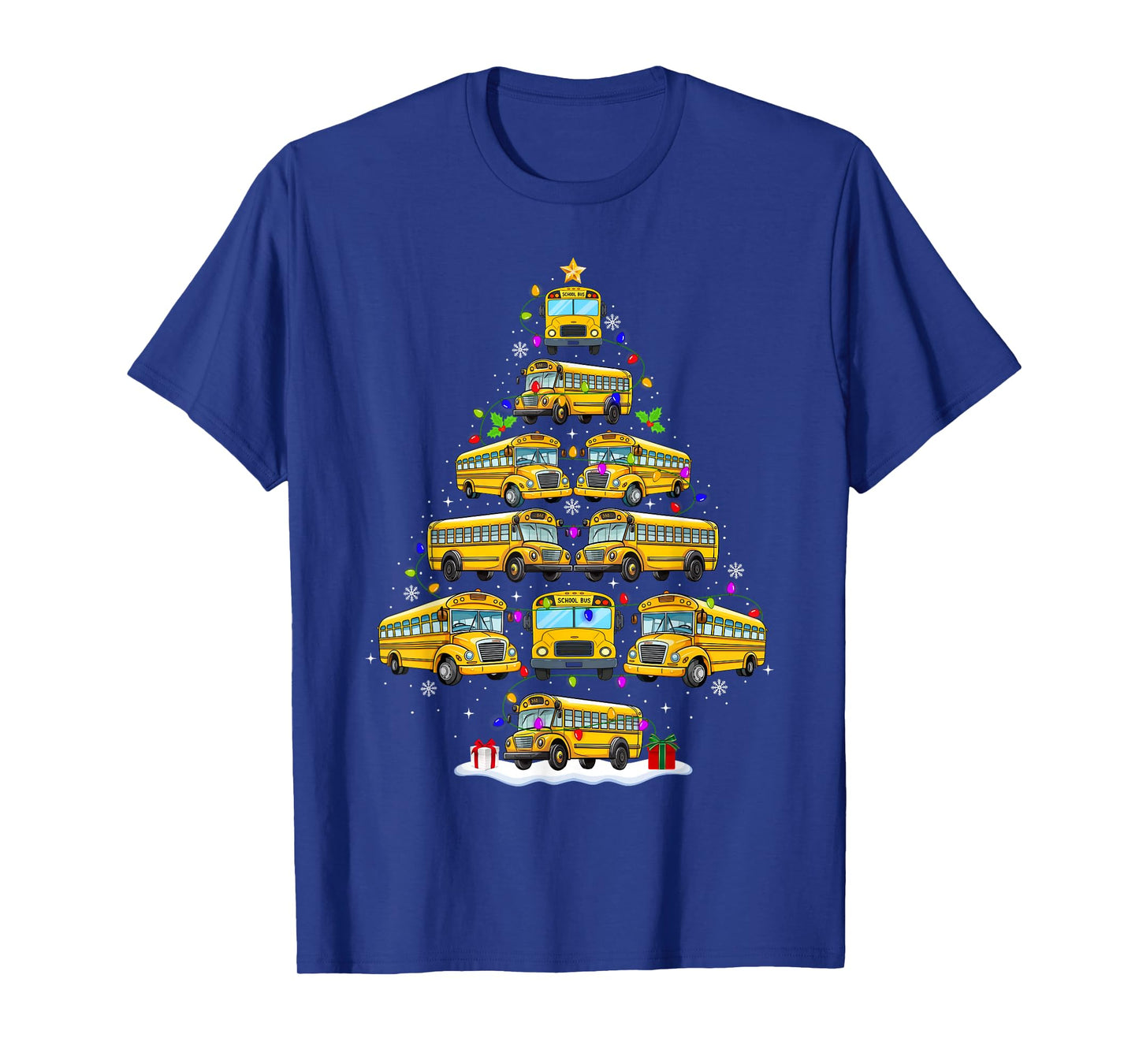 School Bus Christmas Tree Lights Bus Driver Xmas Pajamas T-Shirt