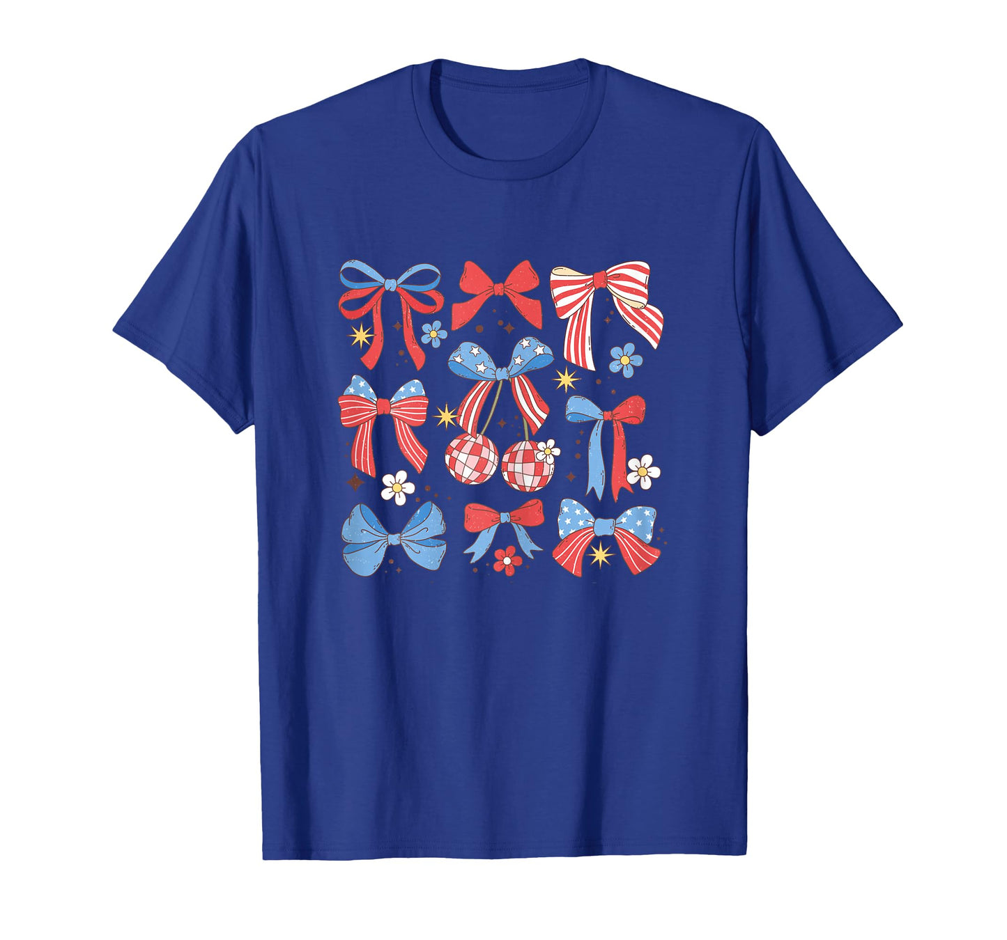 Coquette Red White & Blue Patriotic Bows Retro July 4th T-Shirt