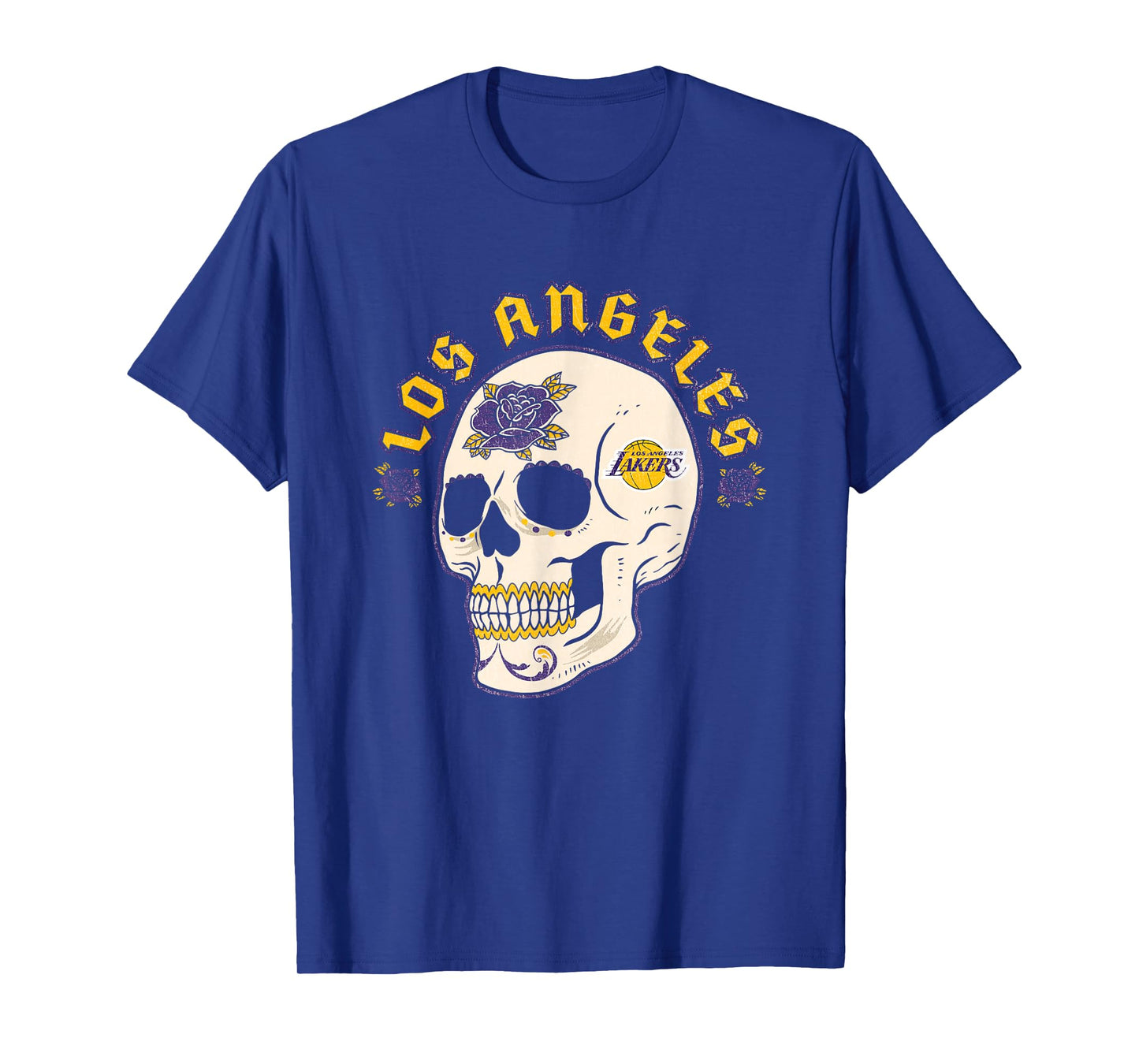 NBA Los Angeles Lakers Halloween Floral Skull T-Shirt