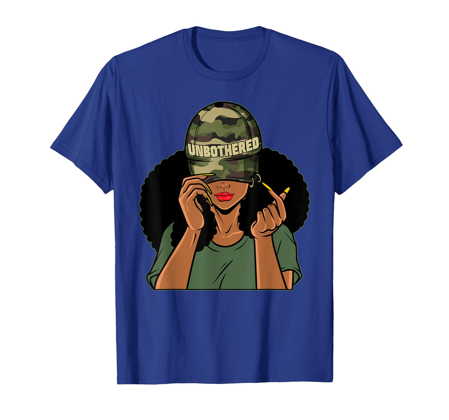 Unbothered Black Girl Camoflauge Afro Woman Black Queen T-Shirt