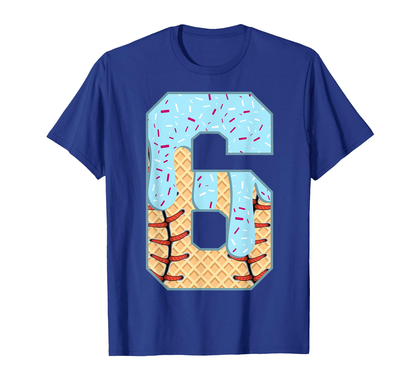 Baseball Drip 6 Year Old Ice Cream Drip Boys 6th Birthday T-Shirt